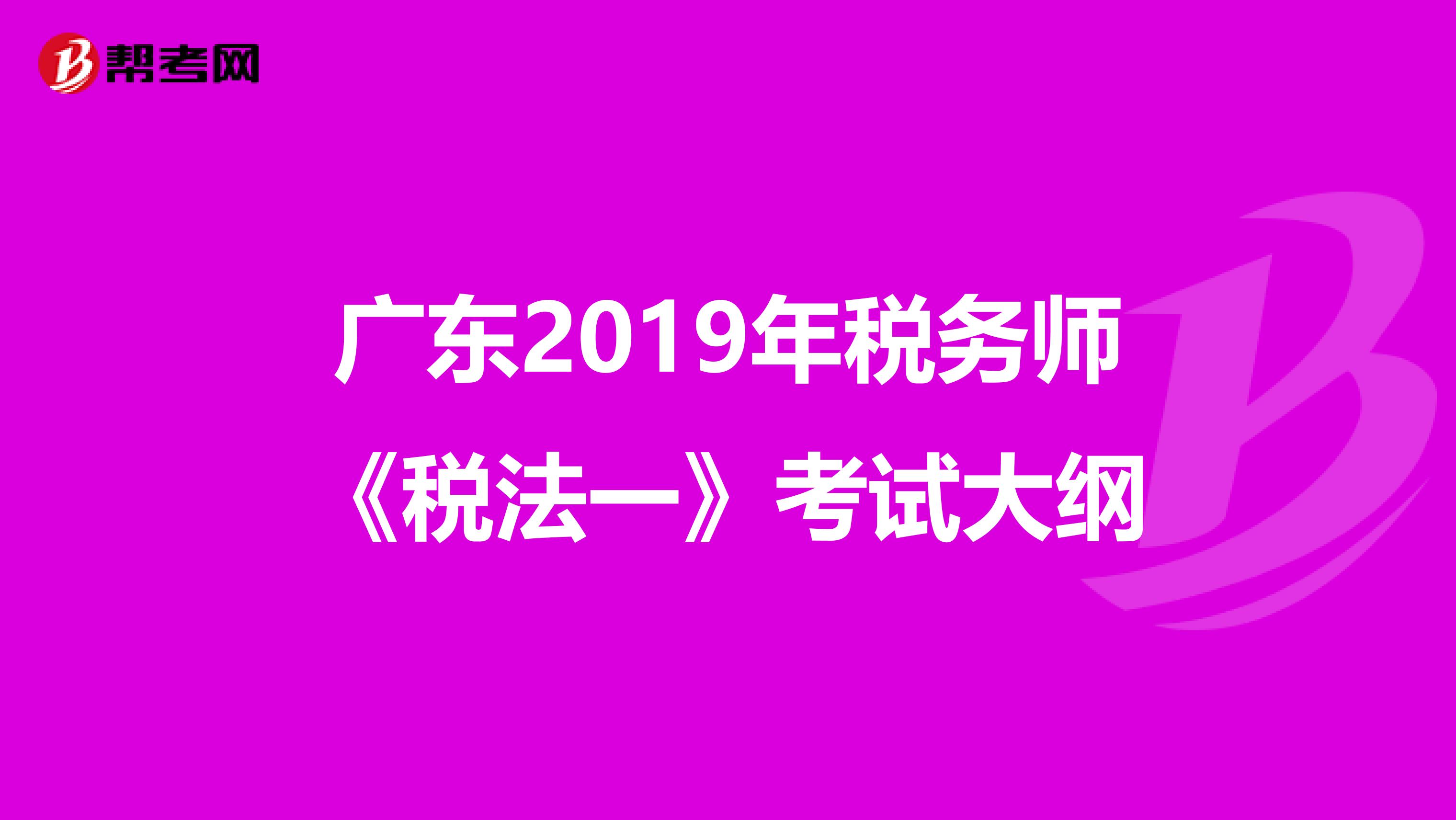 广东2019年税务师《税法一》考试大纲