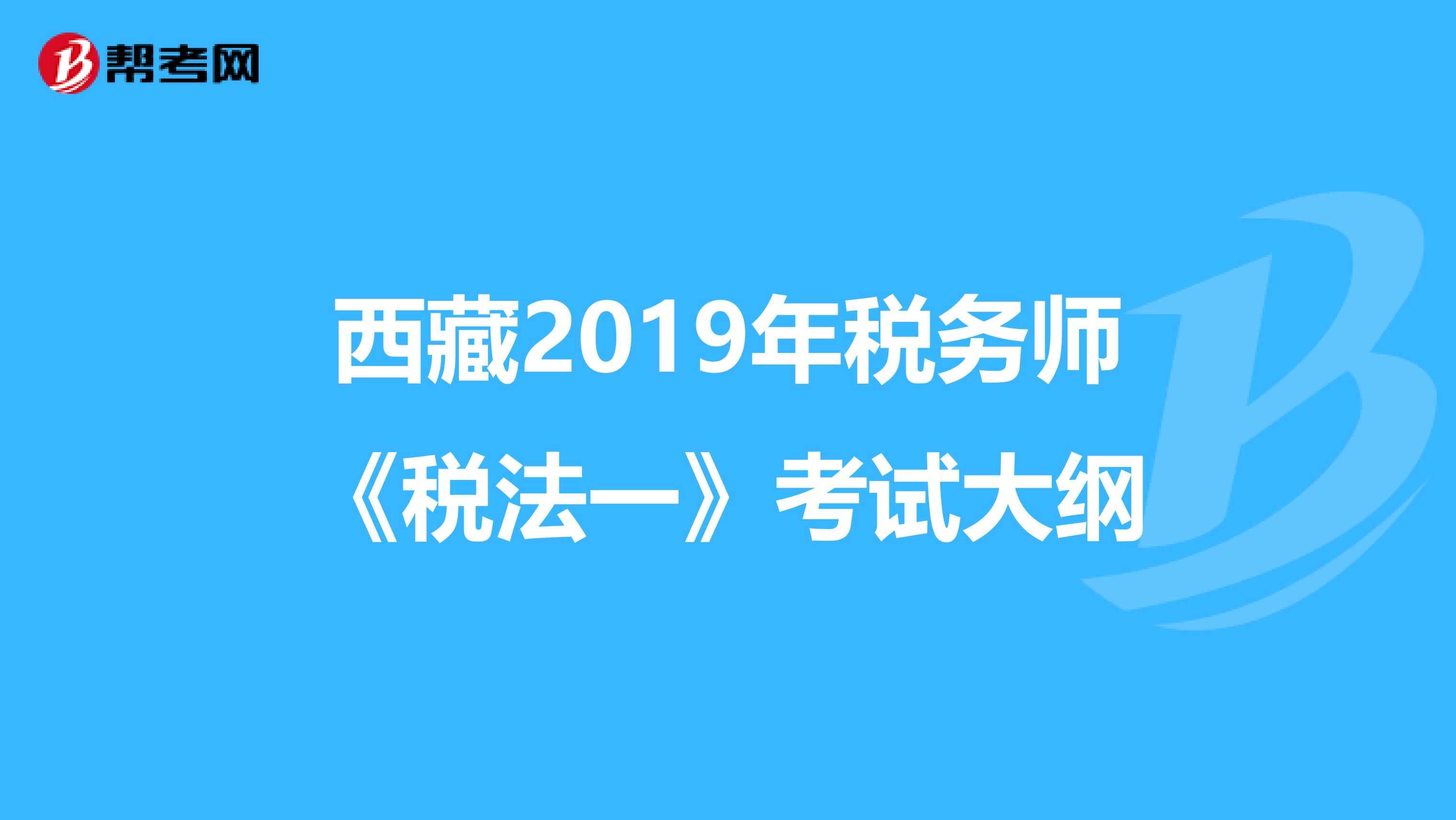 西藏2019年税务师《税法一》考试大纲