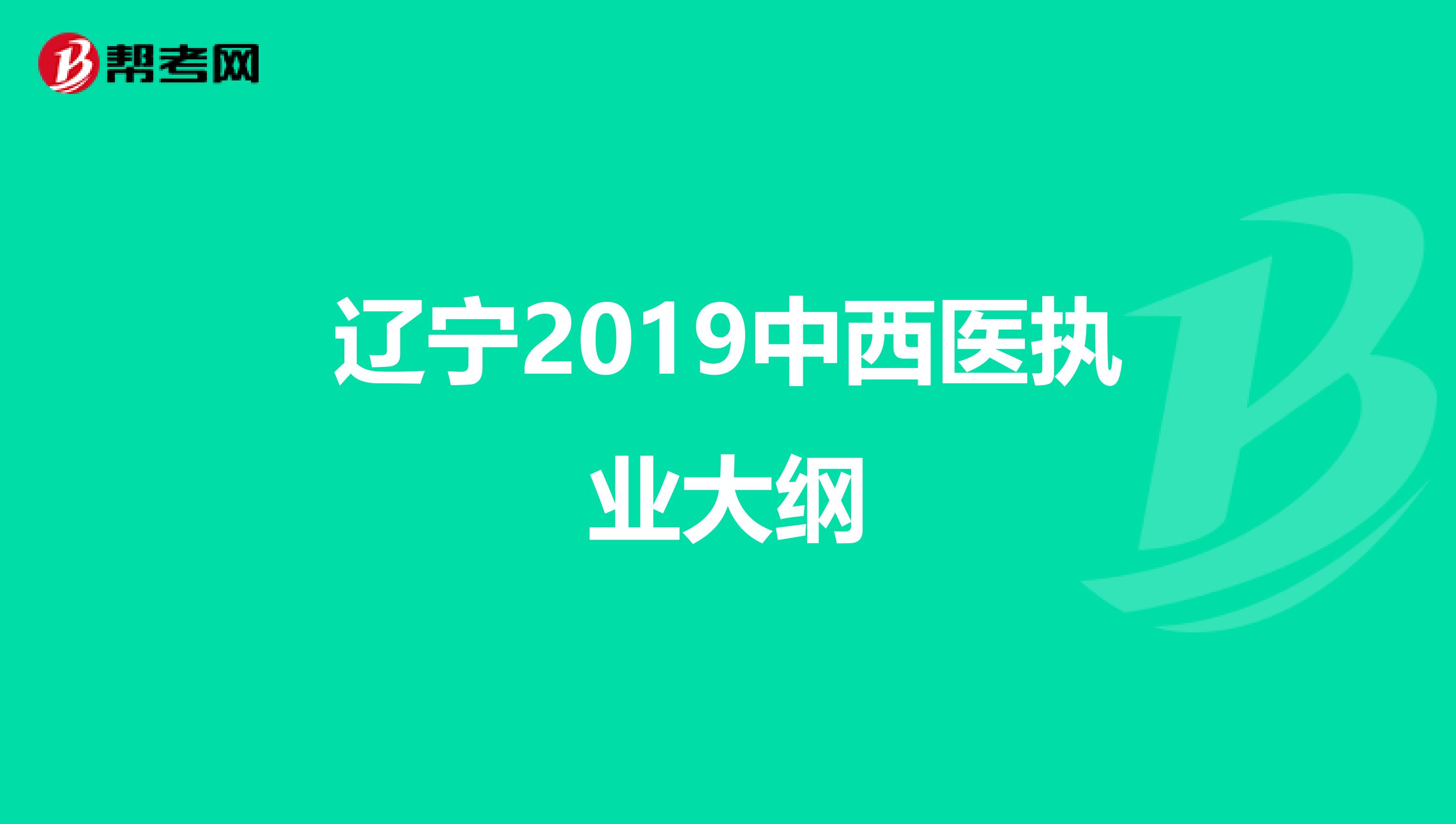 辽宁2019中西医执业大纲