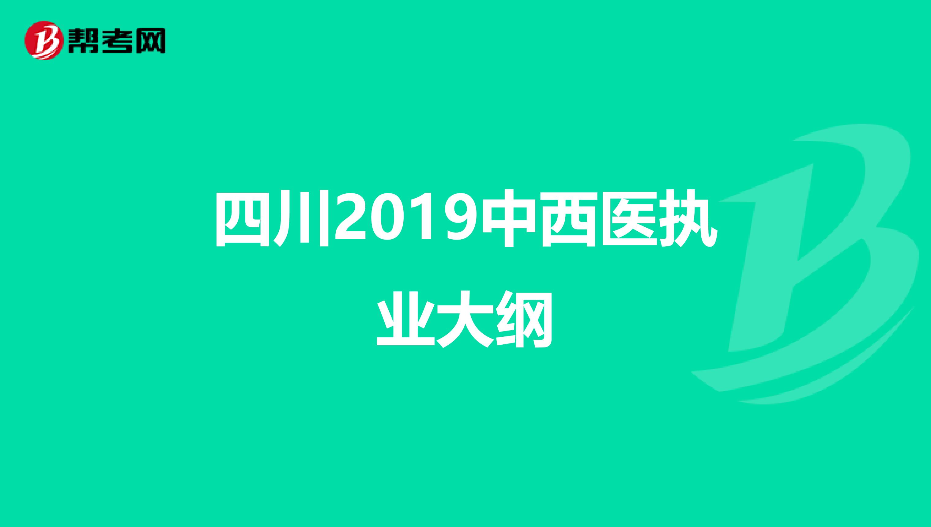 四川2019中西医执业大纲