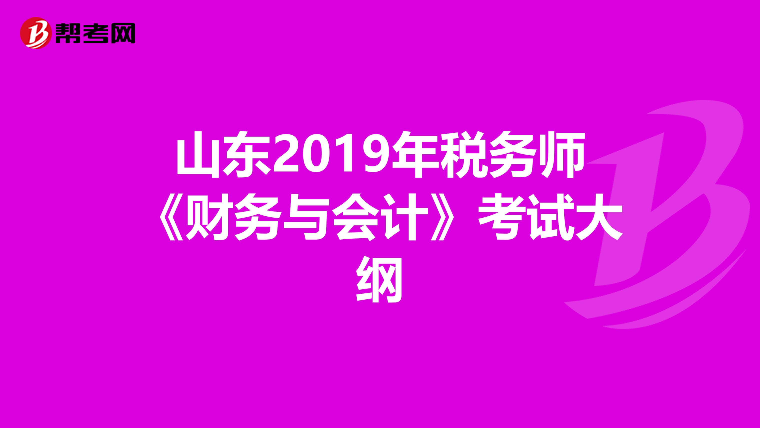山东2019年税务师《财务与会计》考试大纲
