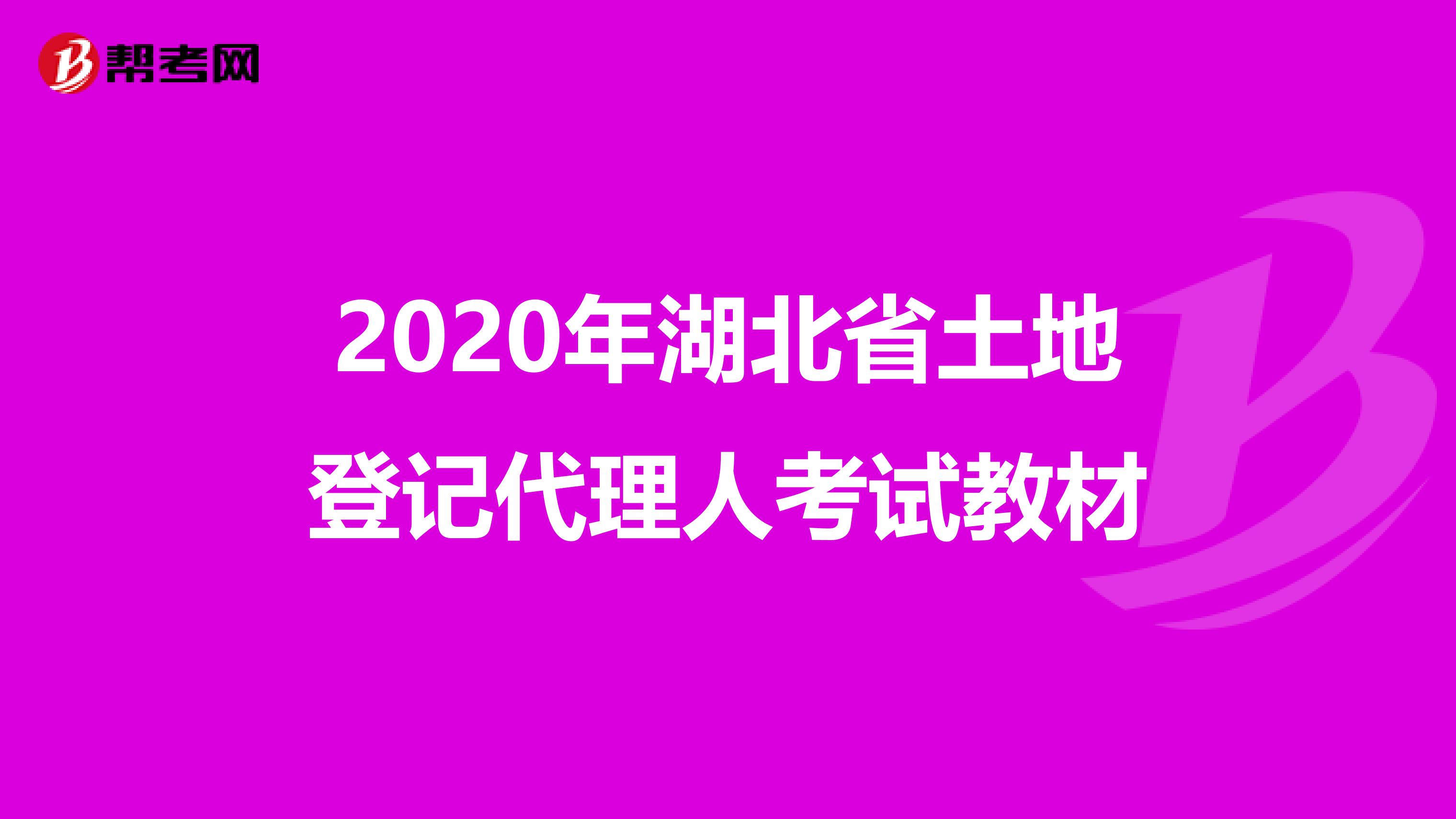 2020年湖北省土地登記代理人考試教材