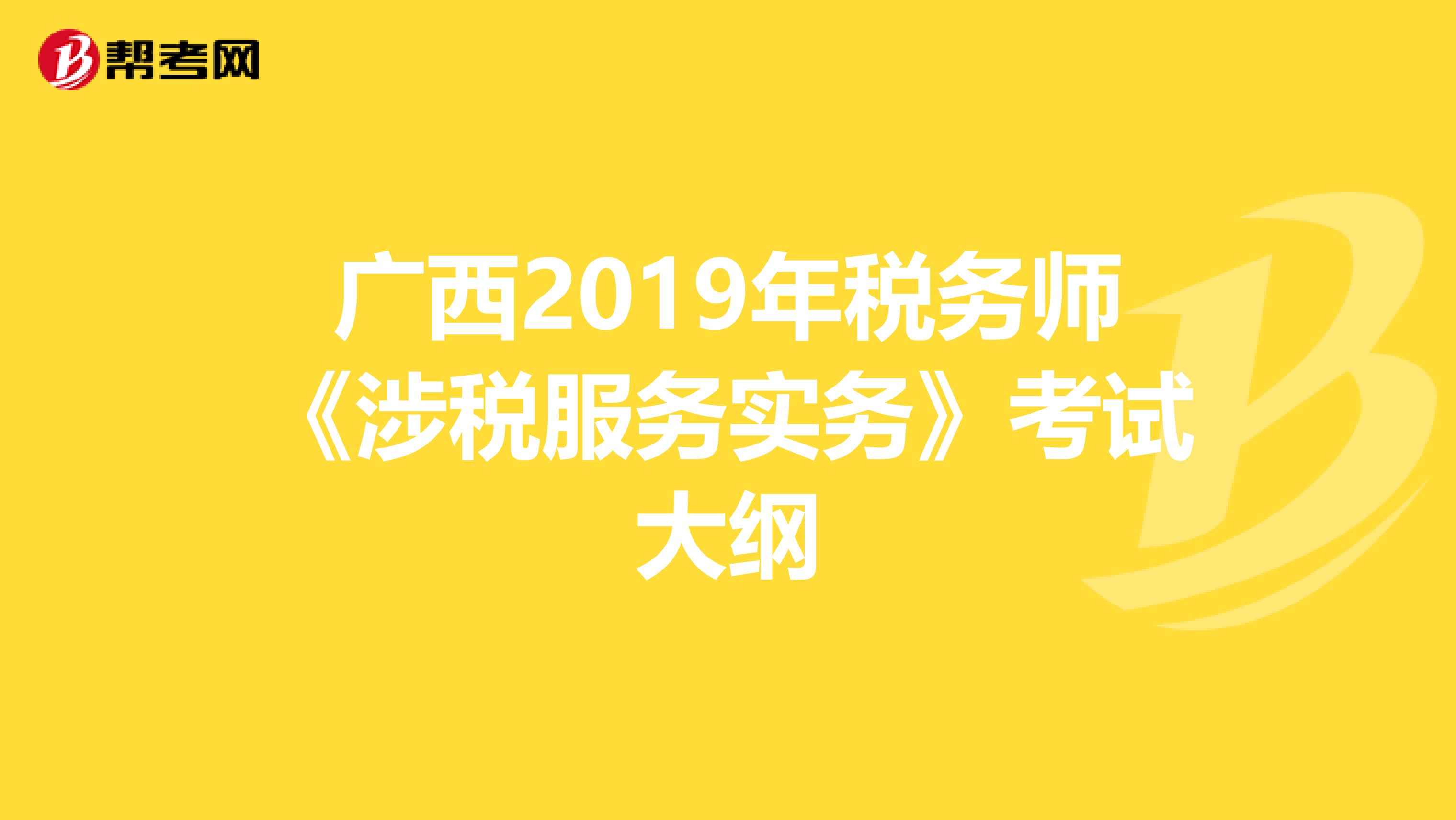 广西2019年税务师《涉税服务实务》考试大纲
