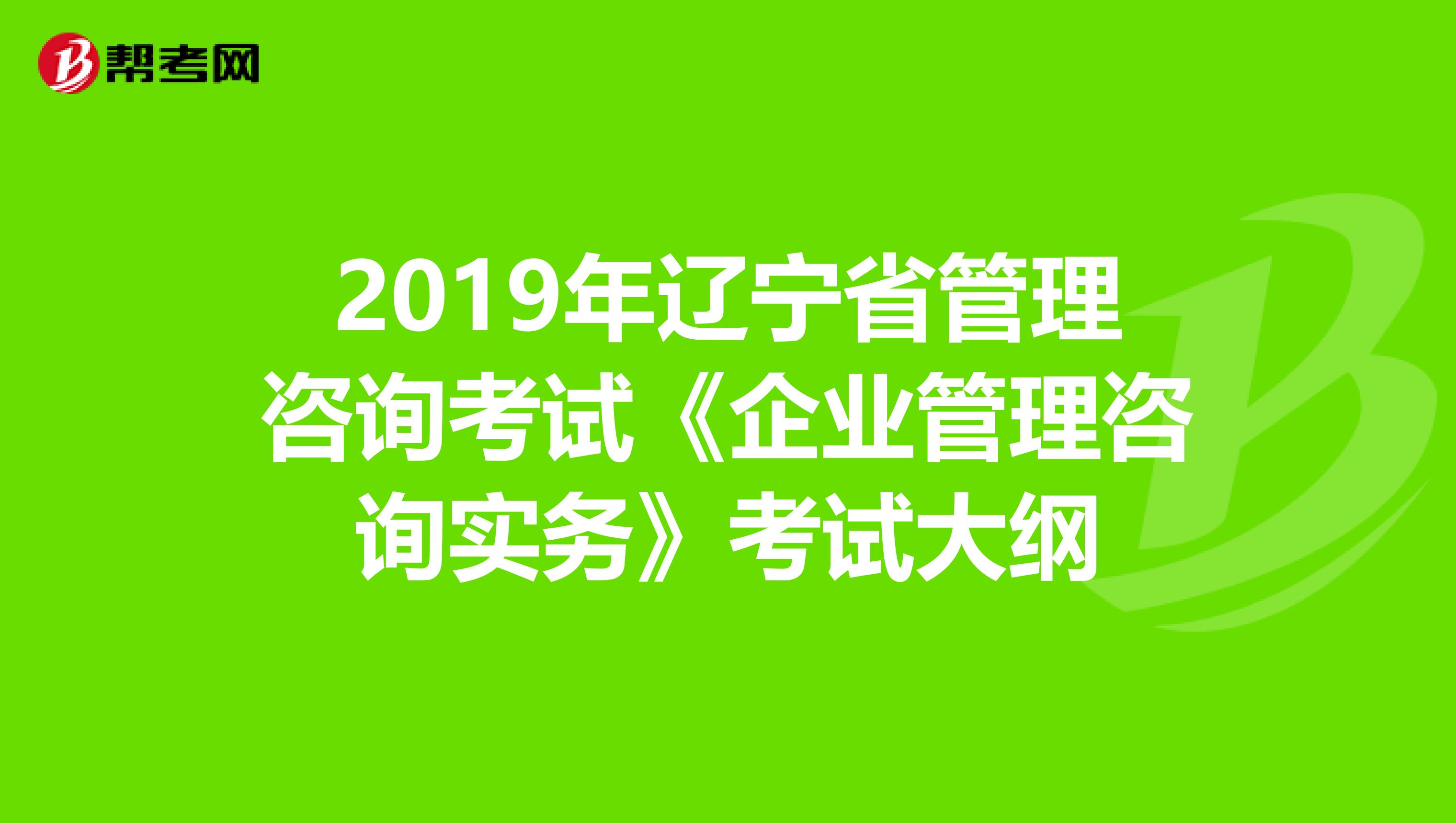 2019年辽宁省管理咨询考试《企业管理咨询实务》考试大纲