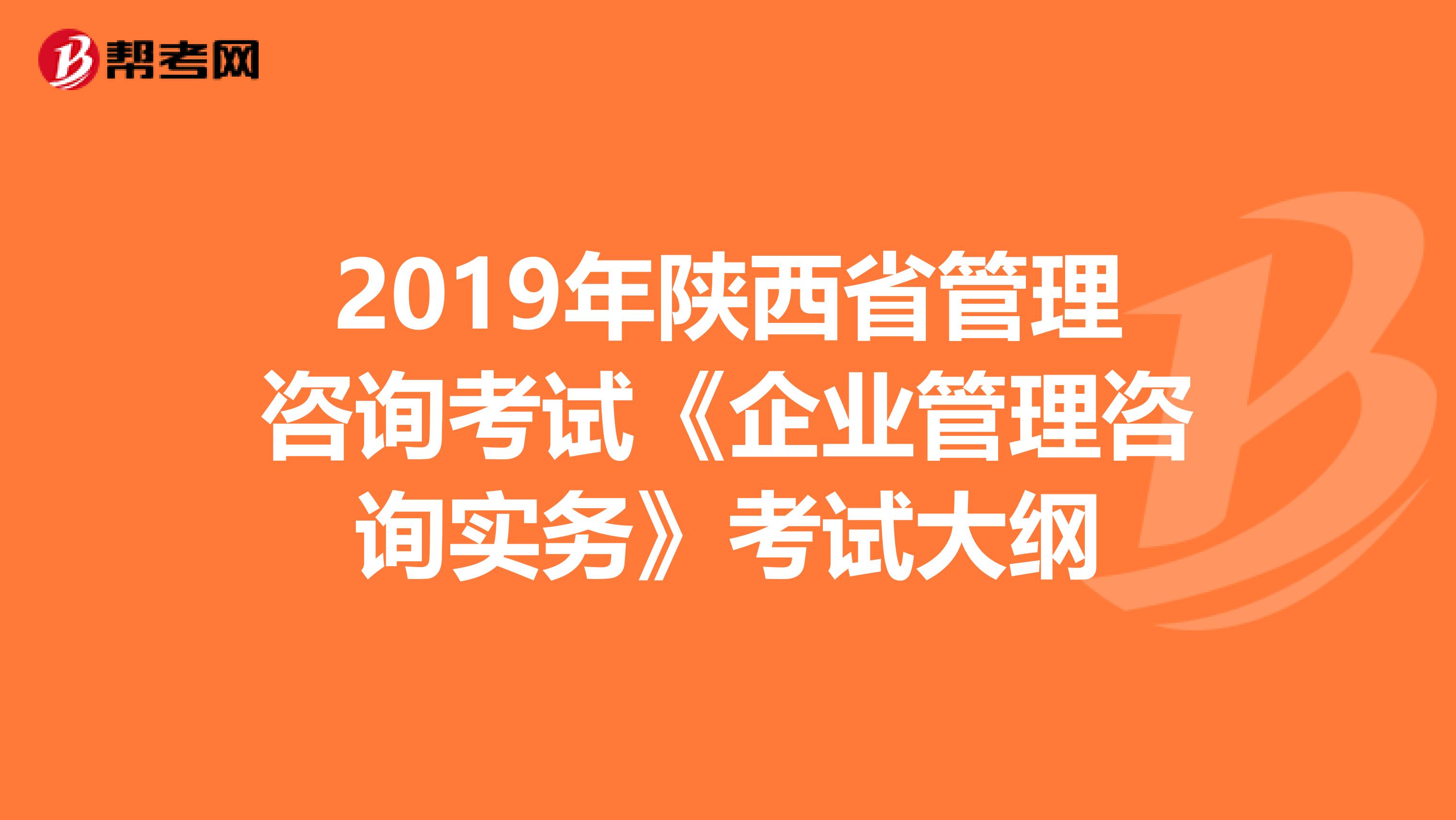 2019年陕西省管理咨询考试《企业管理咨询实务》考试大纲