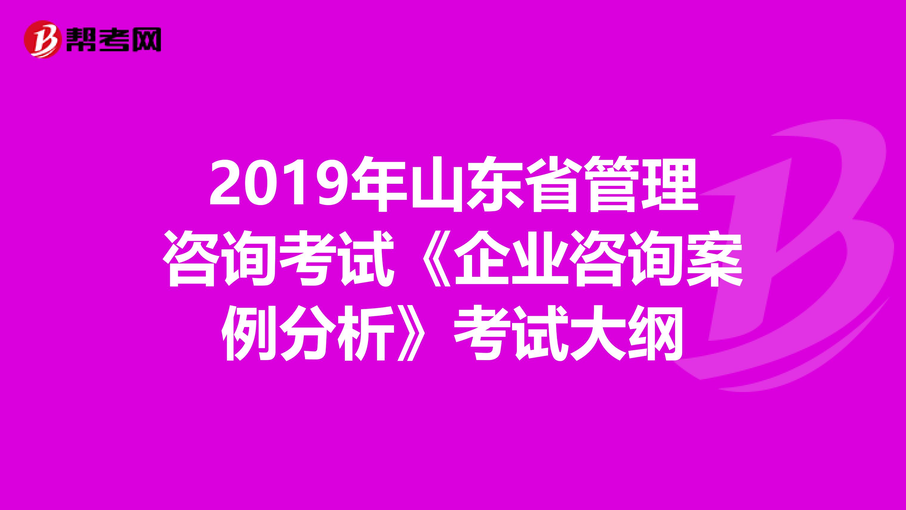 2019年山东省管理咨询考试《企业咨询案例分析》考试大纲