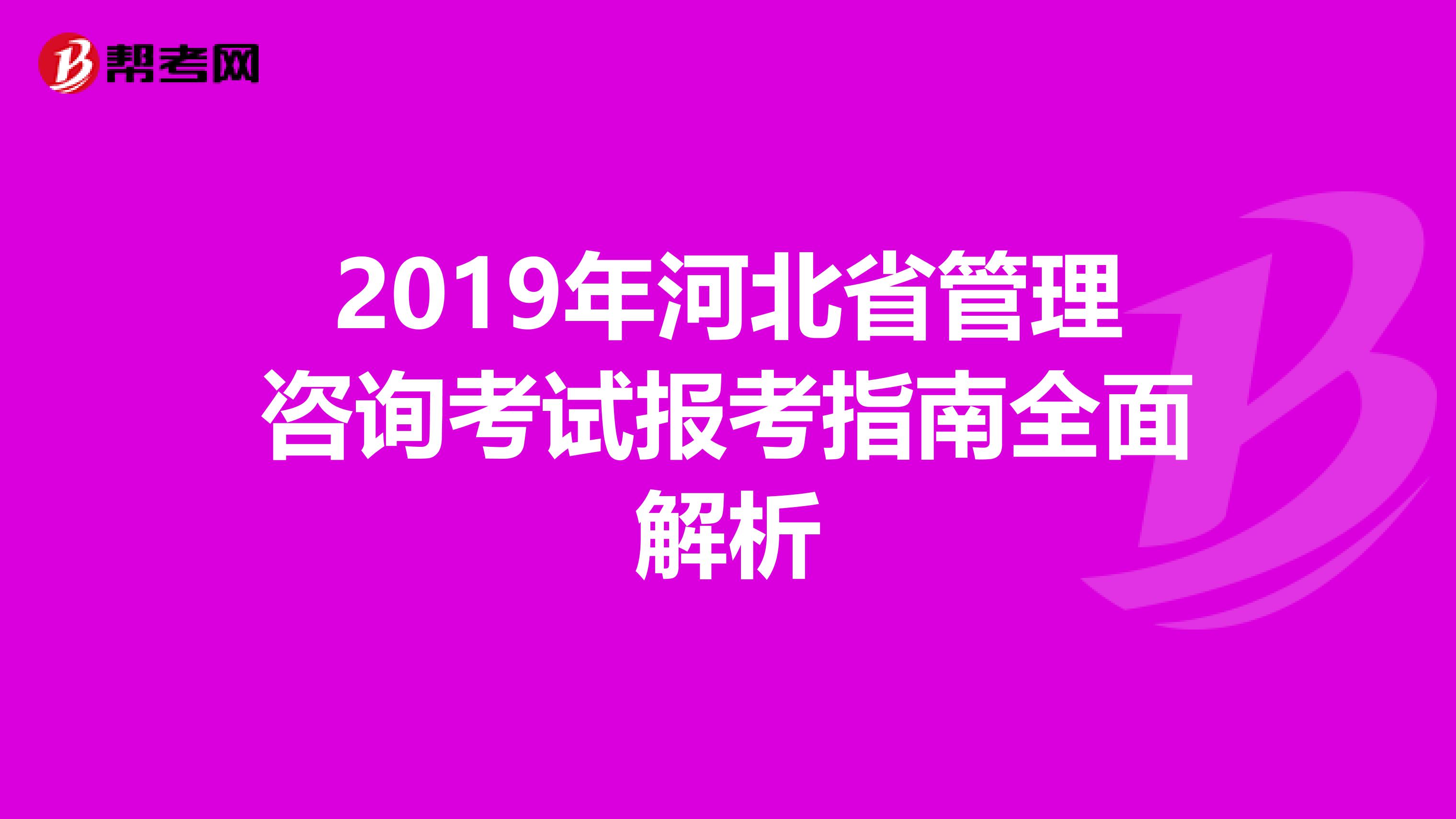 2019年河北省管理咨询考试报考指南全面解析