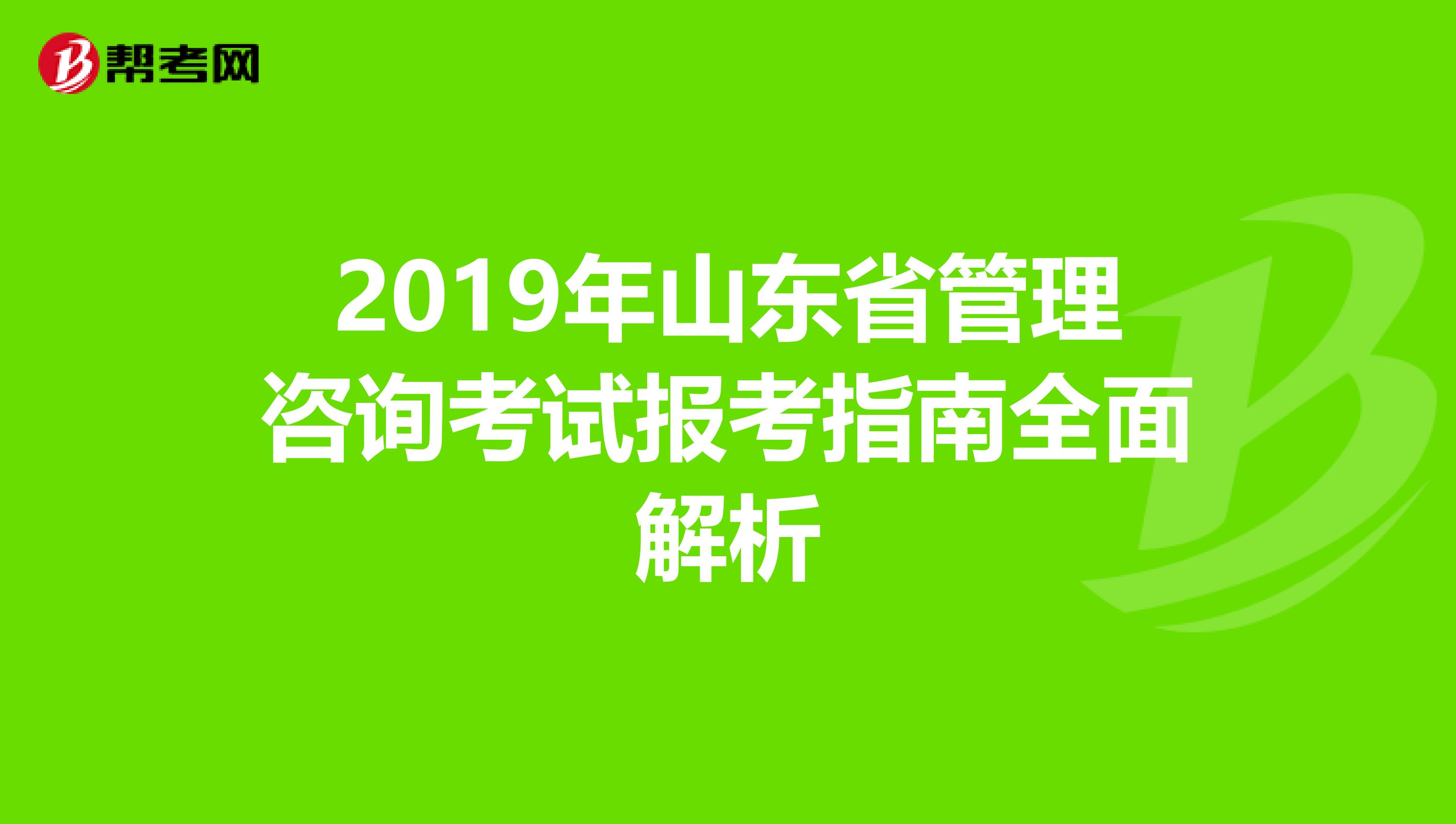 2019年山东省管理咨询考试报考指南全面解析