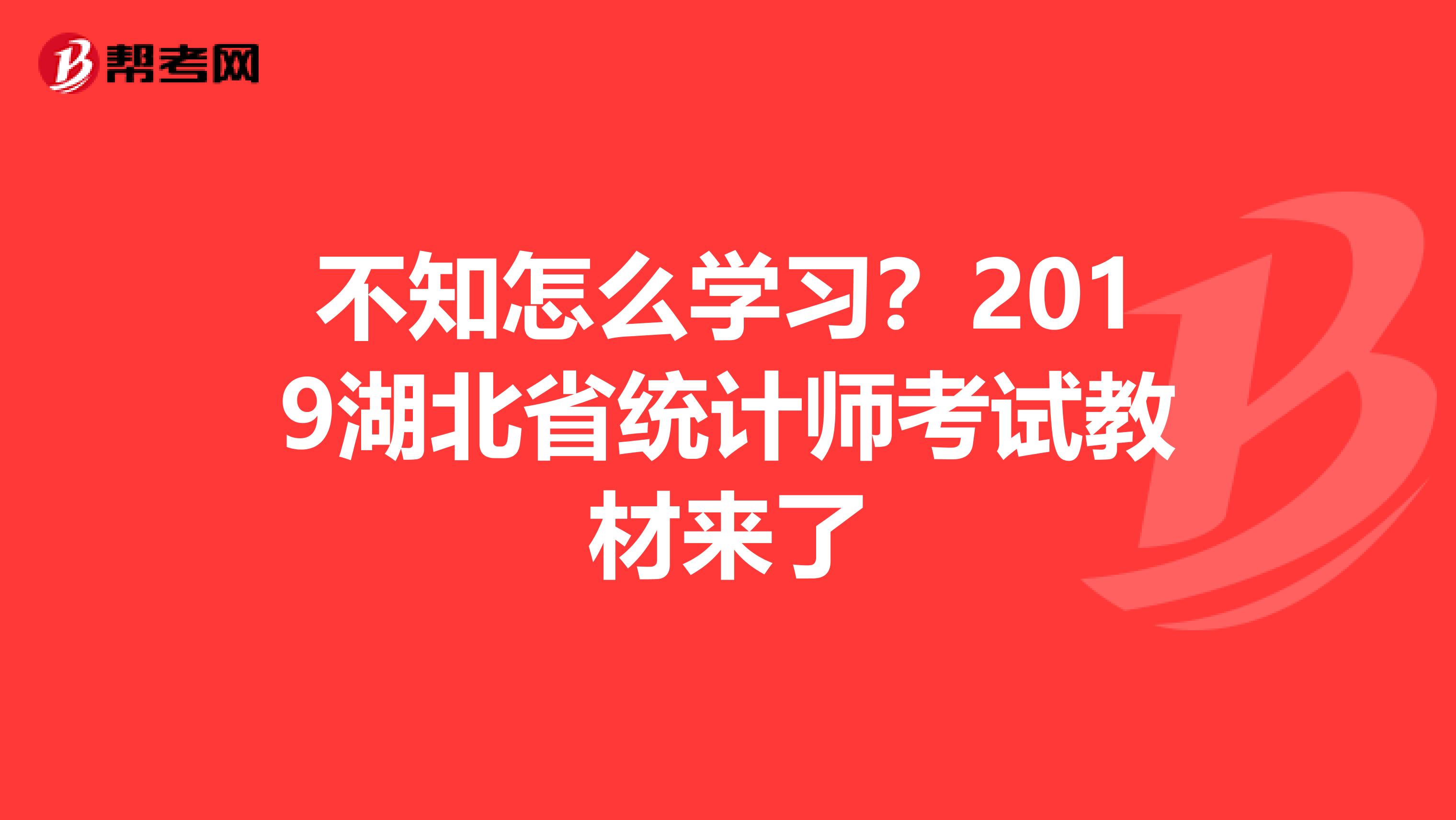 不知怎么学习？2019湖北省统计师考试教材来了