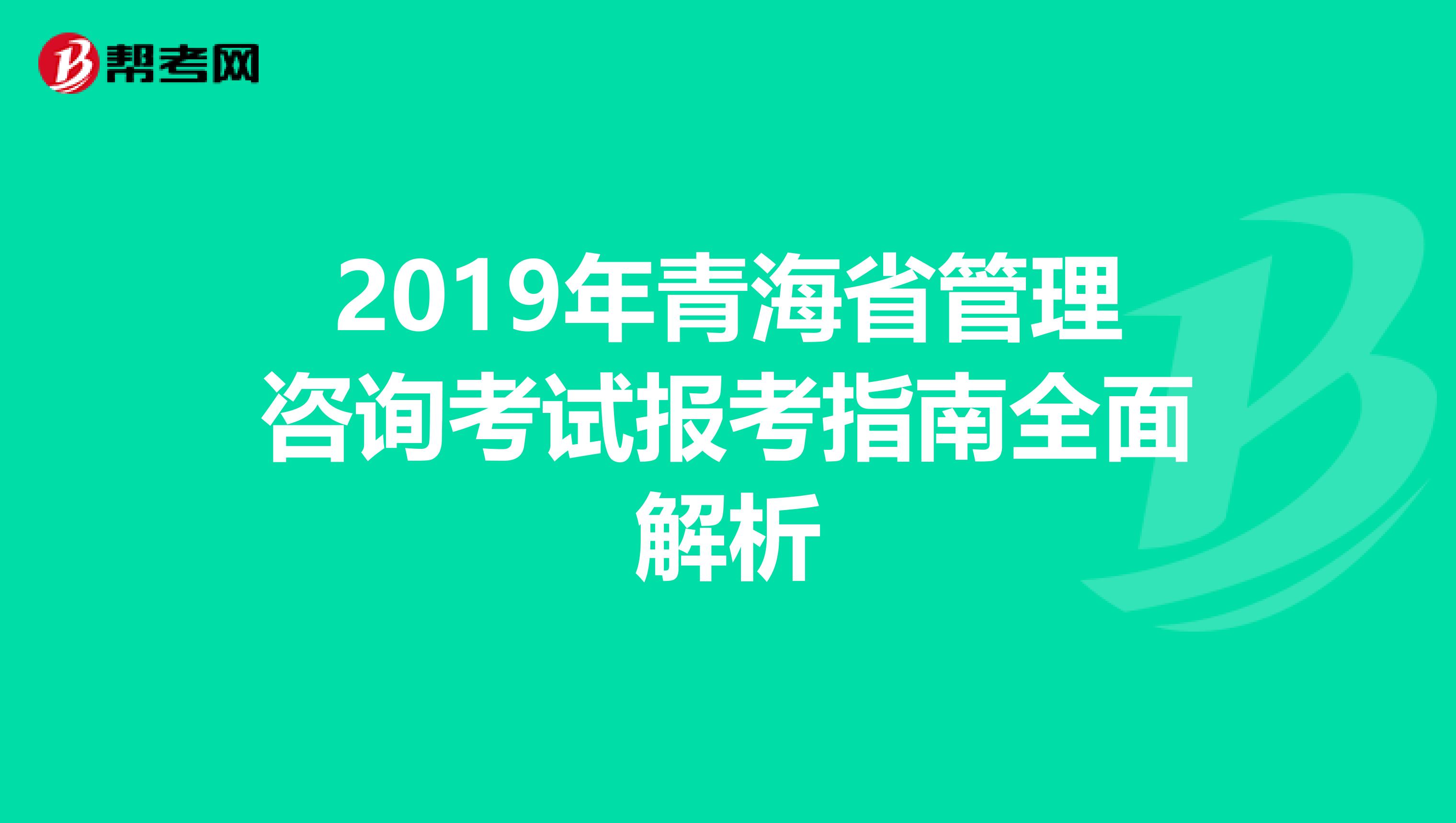 2019年青海省管理咨询考试报考指南全面解析