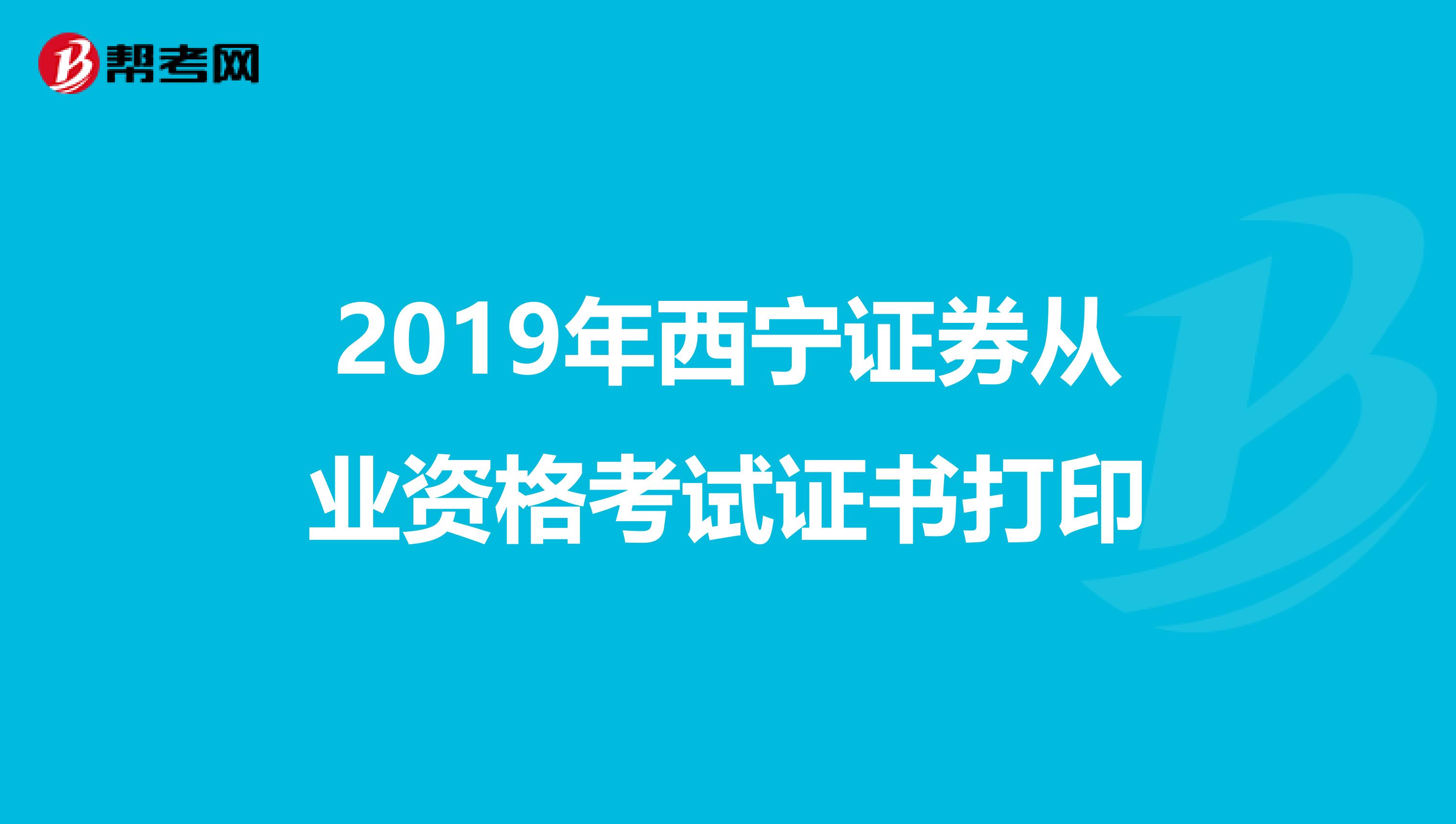 2019年西宁证券从业资格考试证书打印