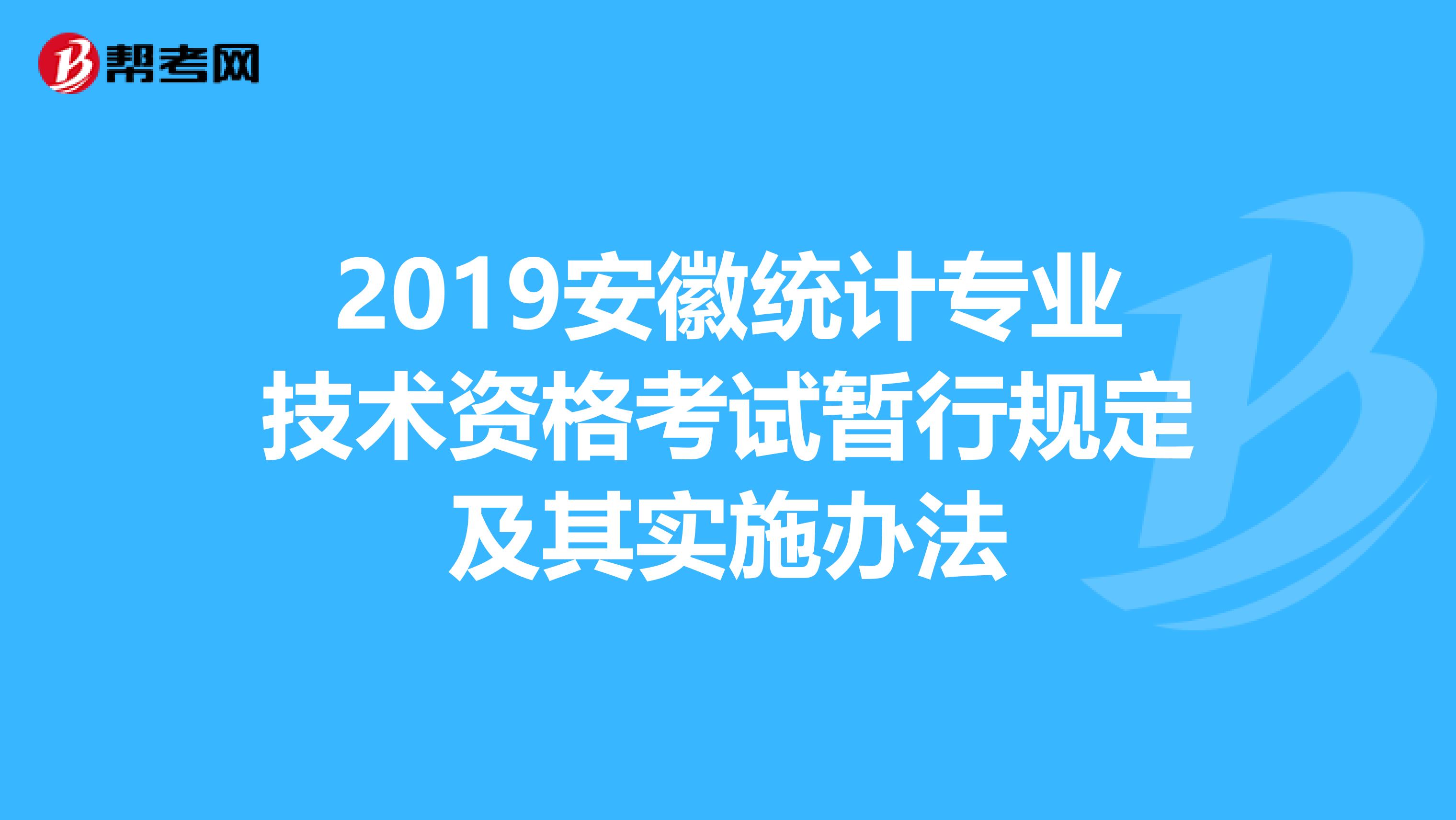 2019安徽统计专业技术资格考试暂行规定及其实施办法