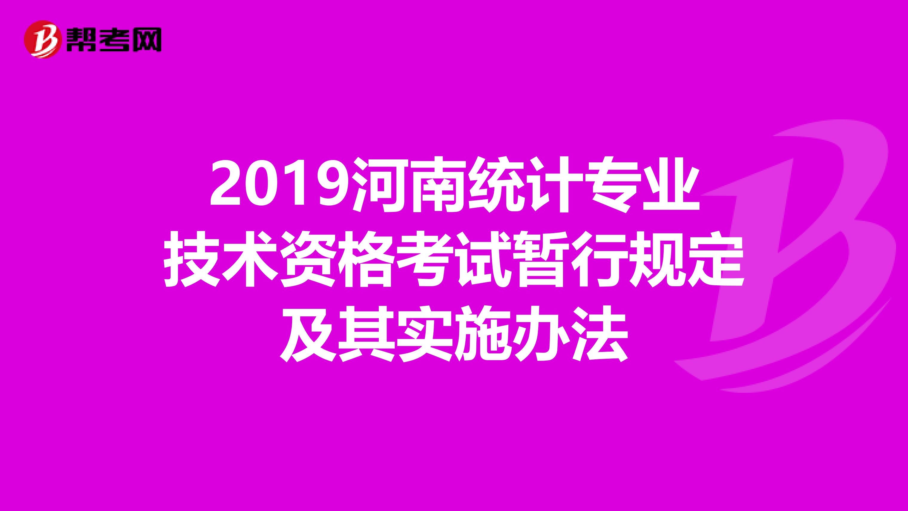 2019河南统计专业技术资格考试暂行规定及其实施办法