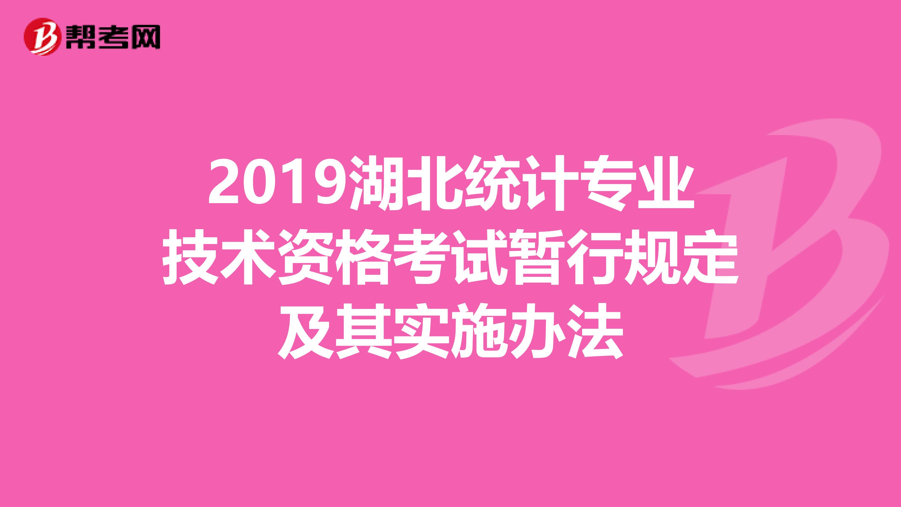 2019湖北统计专业技术资格考试暂行规定及其实施办法