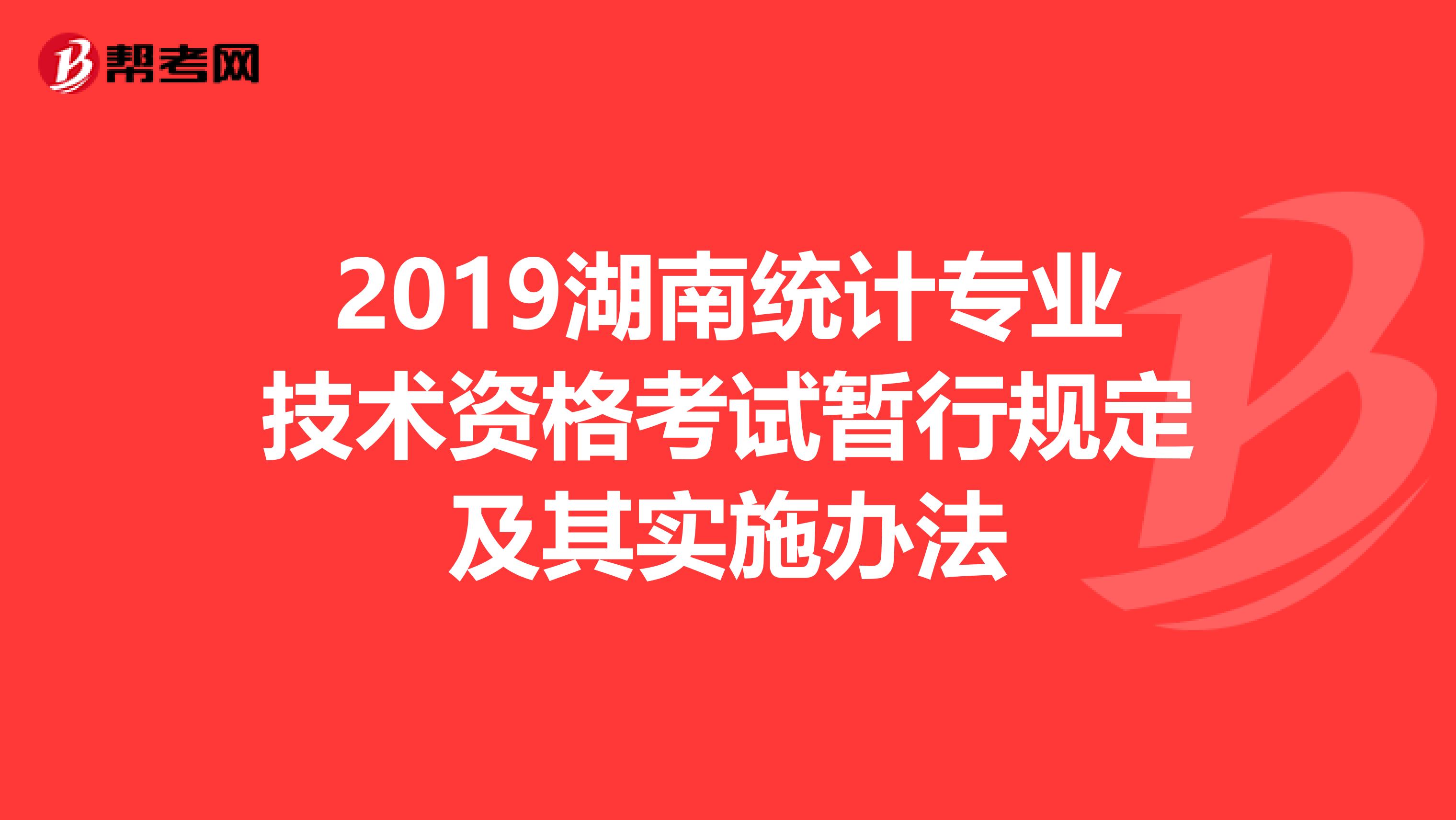 2019湖南统计专业技术资格考试暂行规定及其实施办法