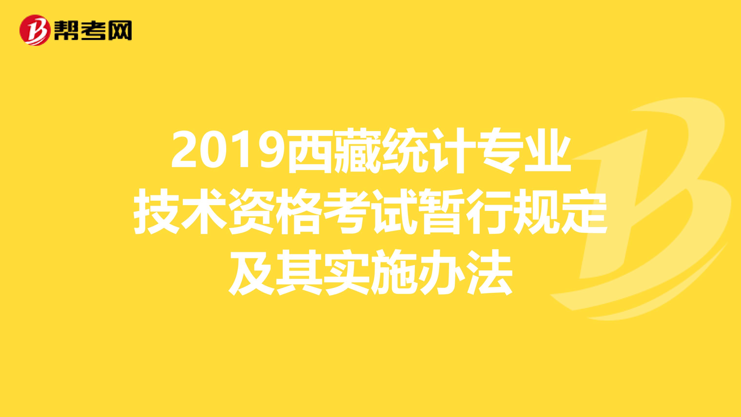 2019西藏統計專業技術資格考試暫行規定及其實施辦法