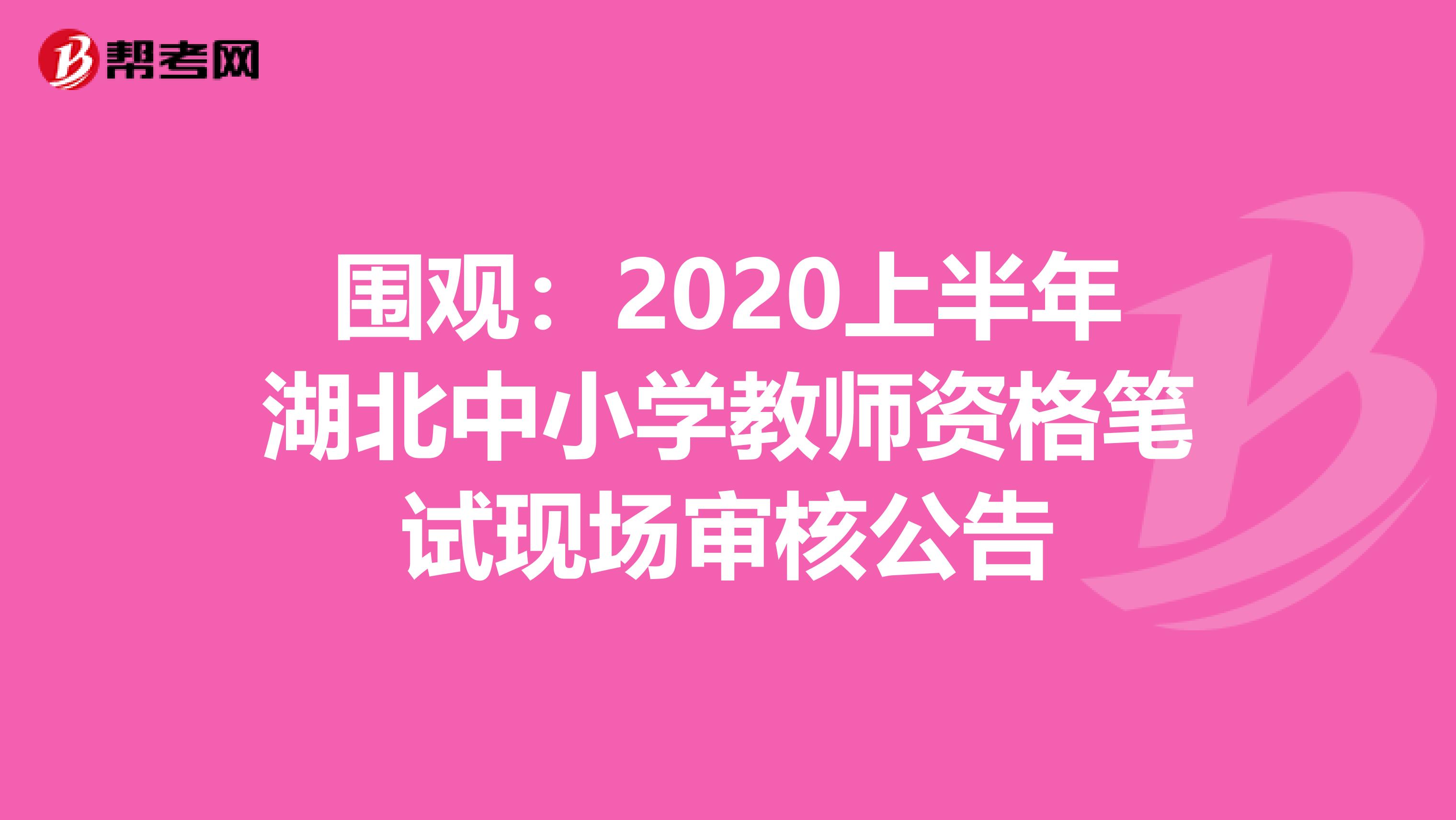 围观：2020上半年湖北中小学教师资格笔试现场审核公告