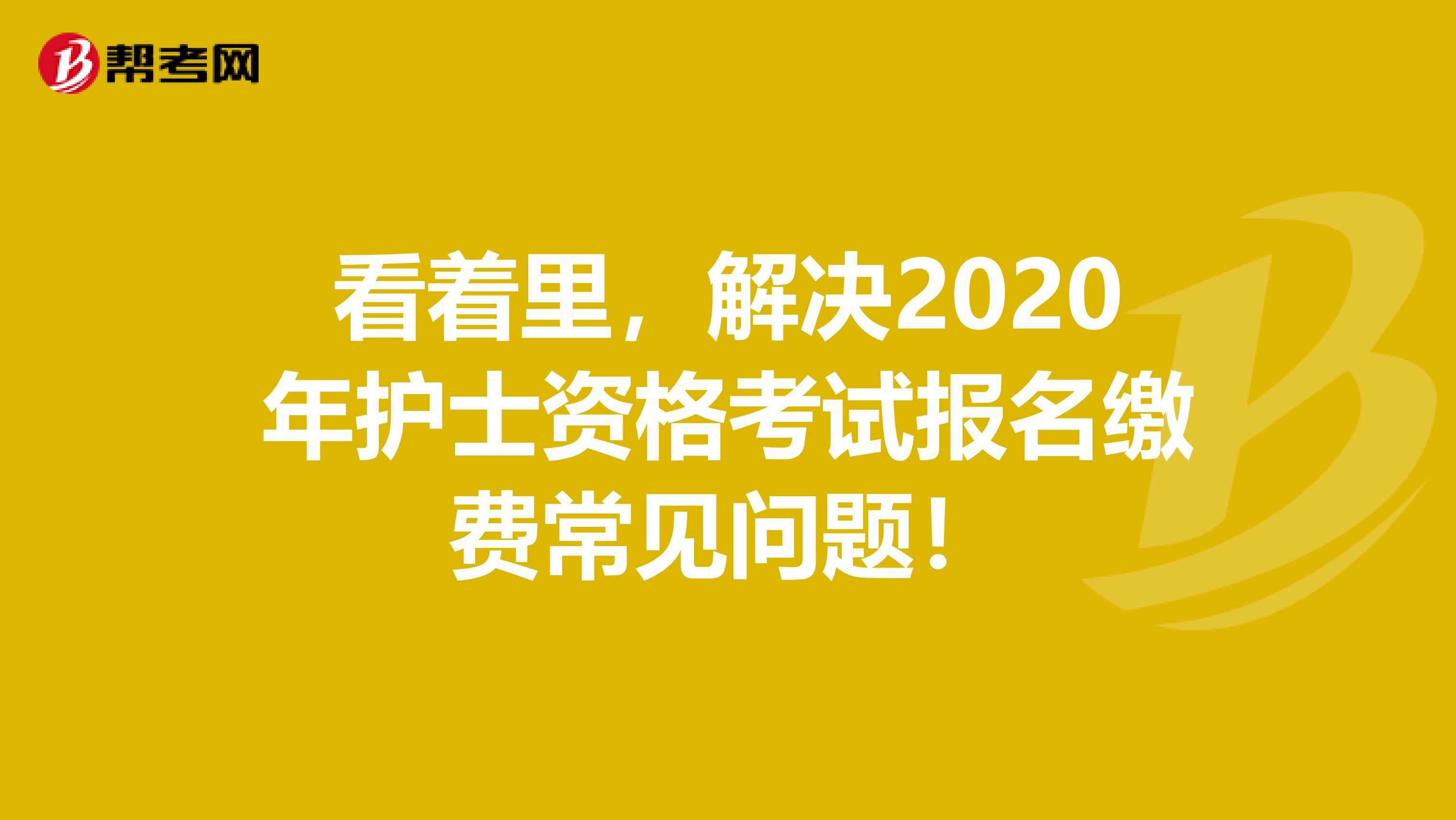 看着里，解决2020年护士资格考试报名缴费常见问题！