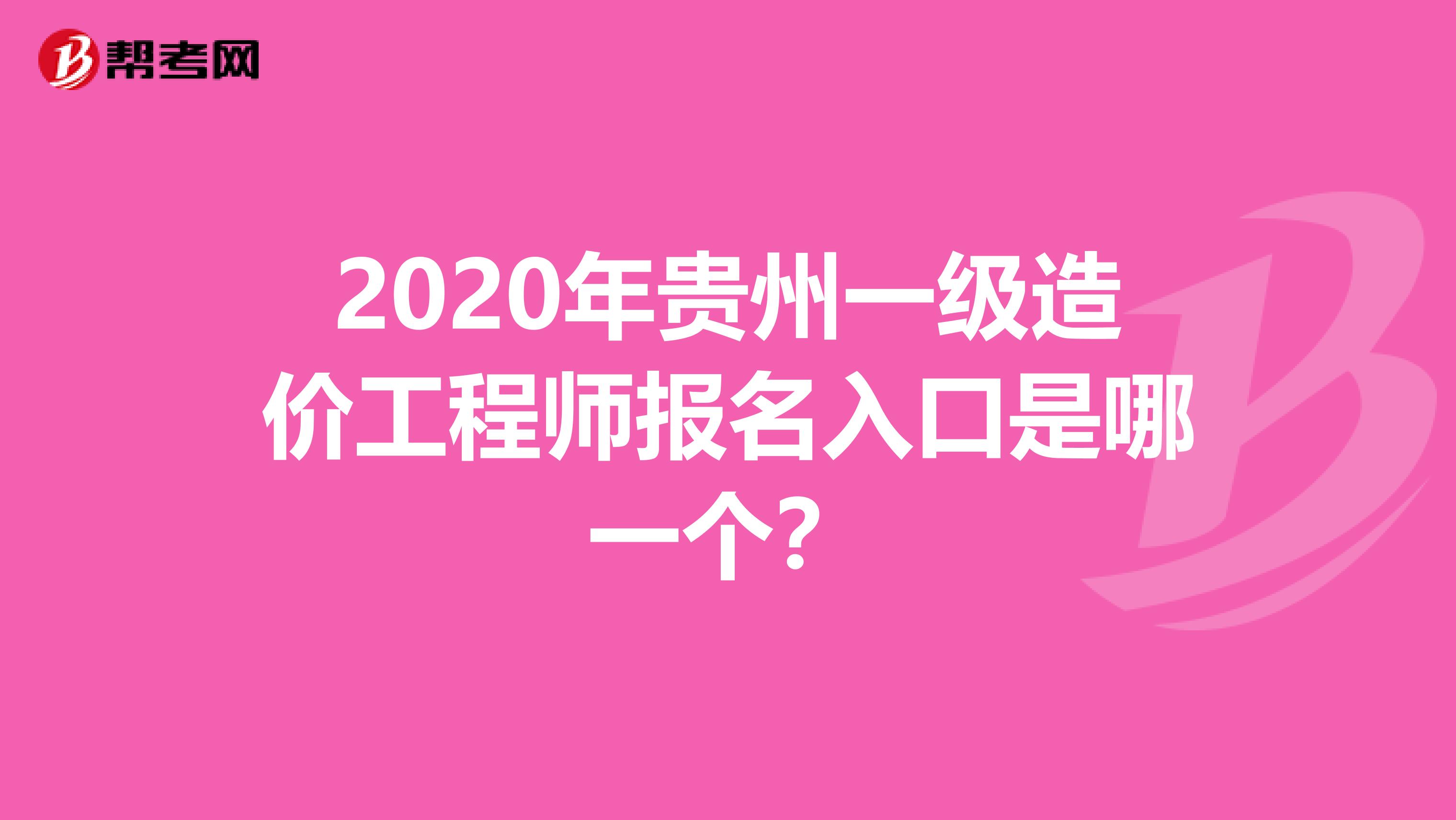 2020年贵州一级造价工程师报名入口是哪一个？