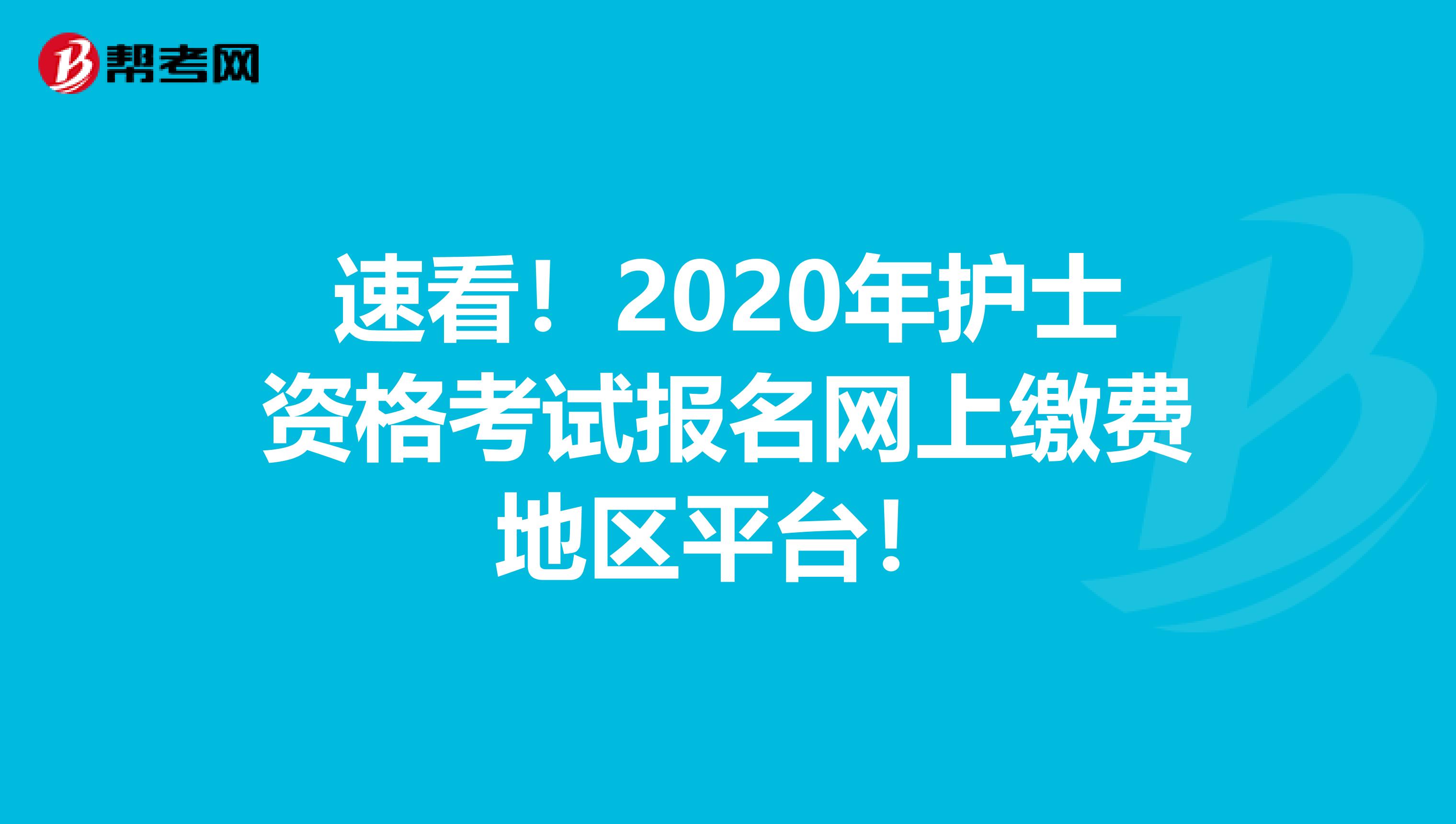 速看！2020年护士资格考试报名网上缴费地区平台！