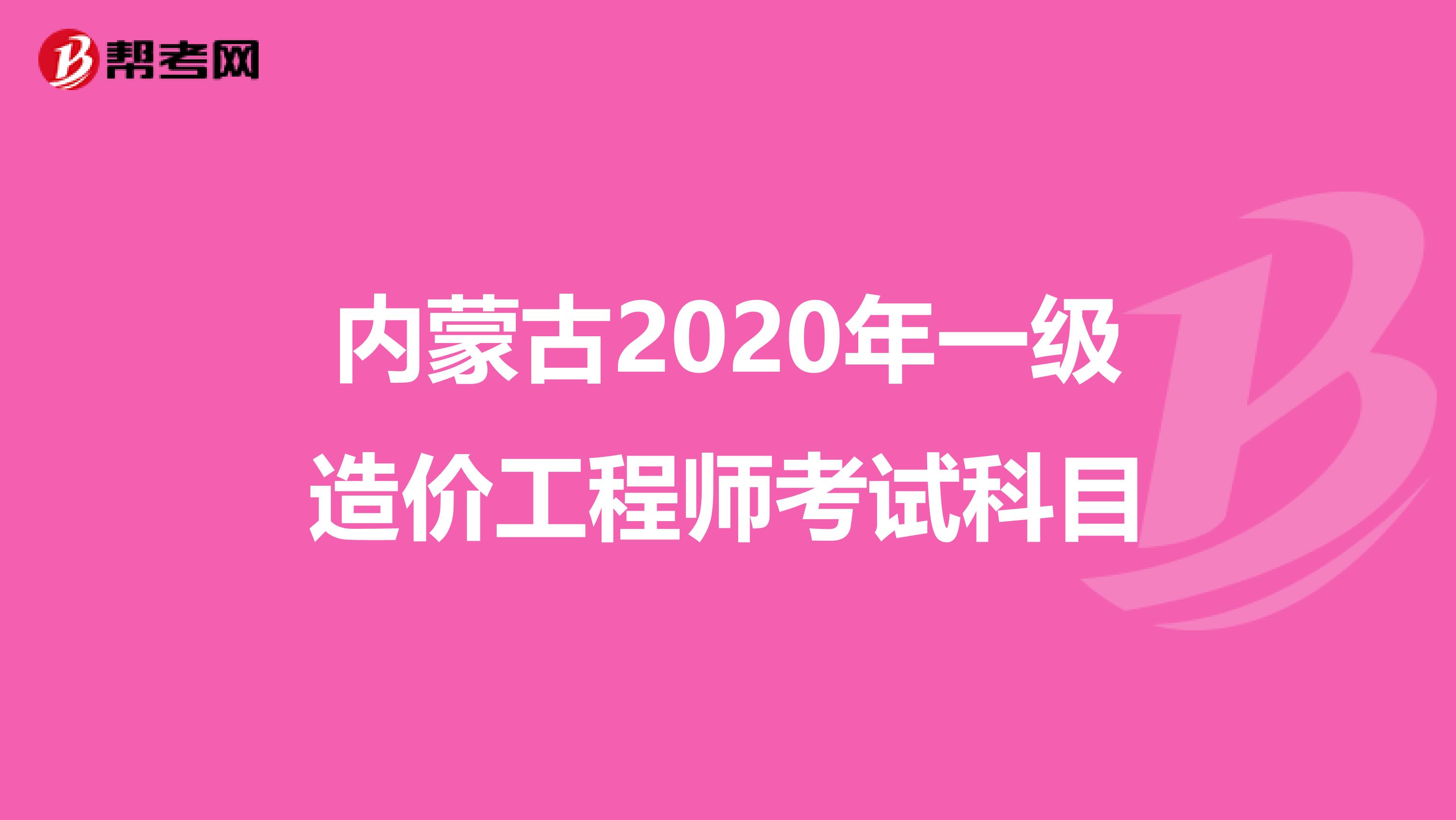 内蒙古2020年一级造价工程师考试科目