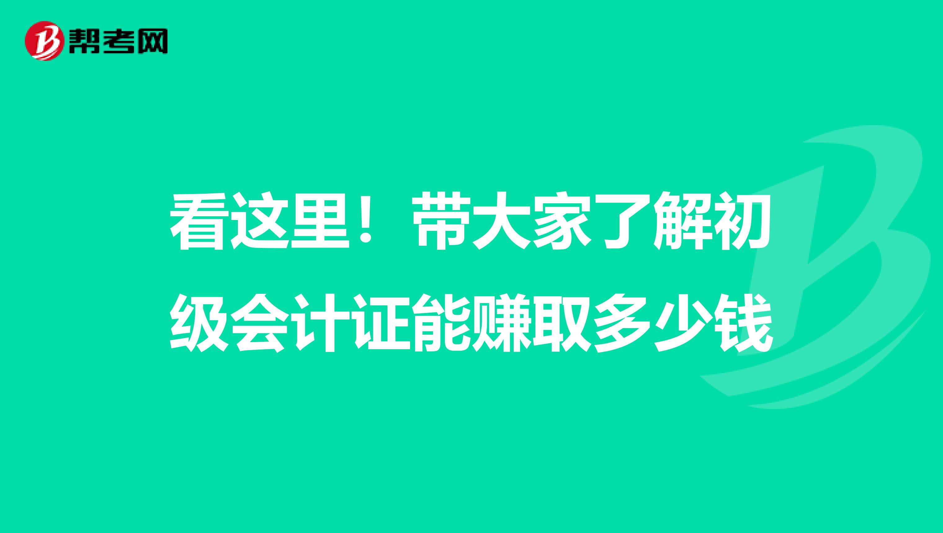 看这里！带大家了解初级会计证能赚取多少钱