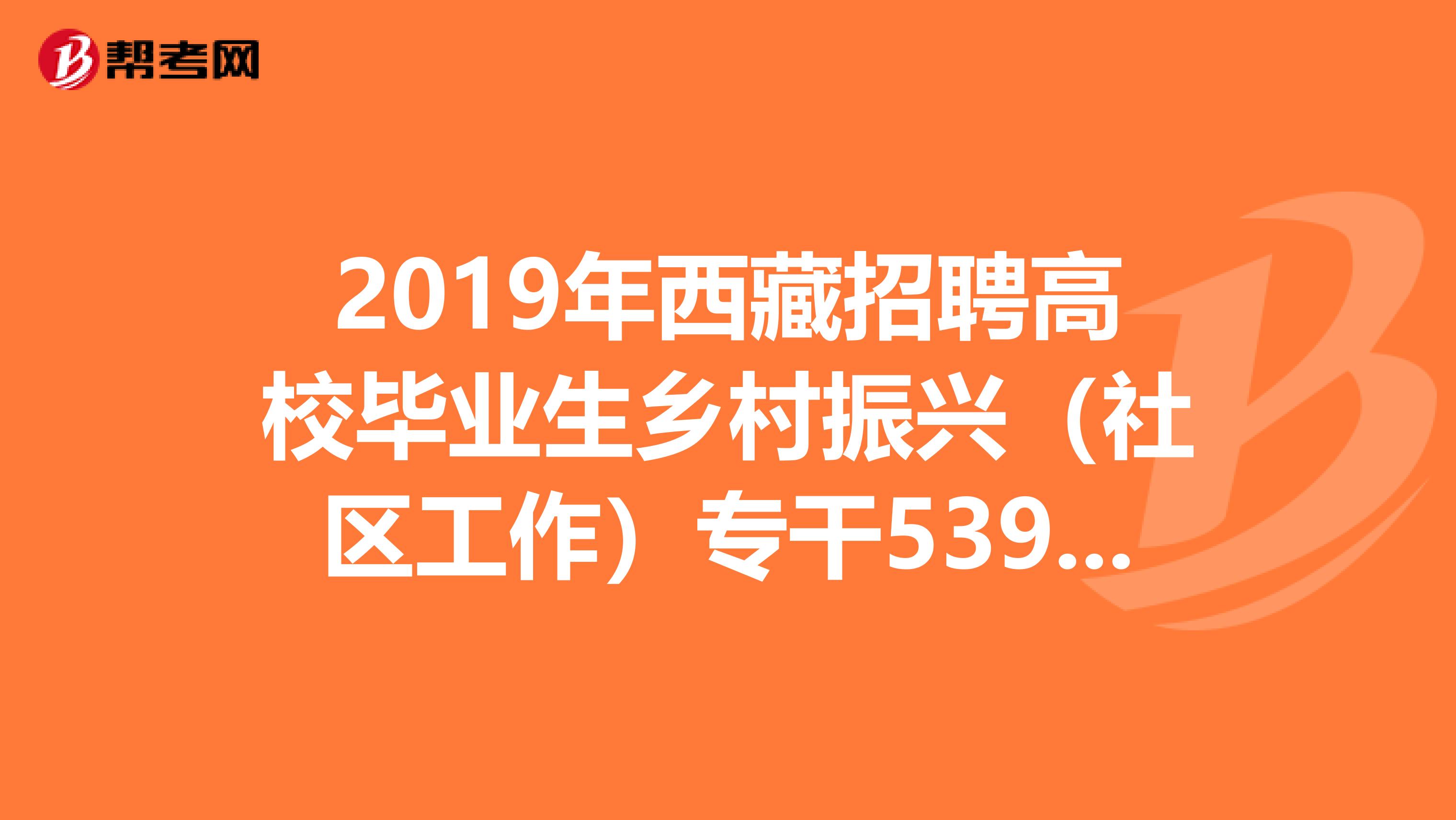 2019年西藏招聘高校毕业生乡村振兴（社区工作）专干5399人公告