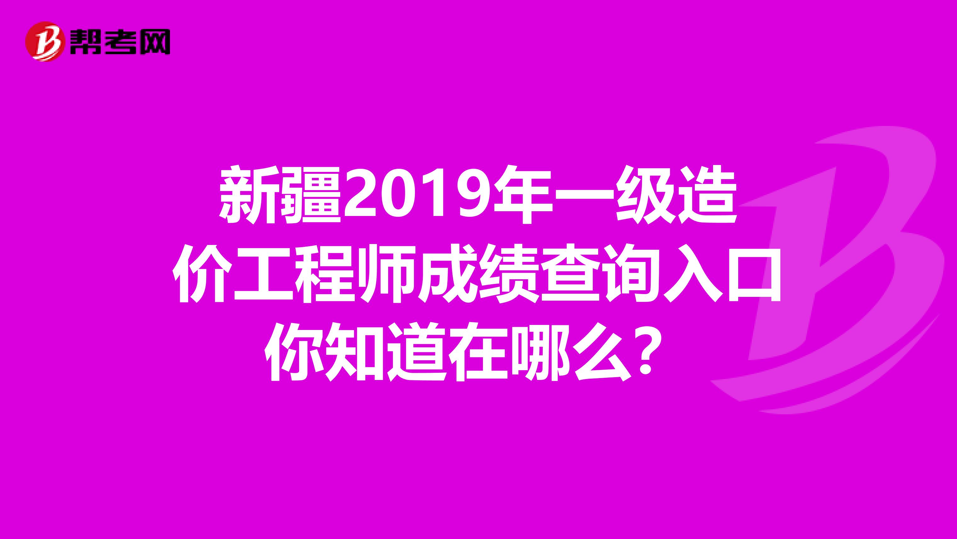 新疆2019年一级造价工程师成绩查询入口你知道在哪么？