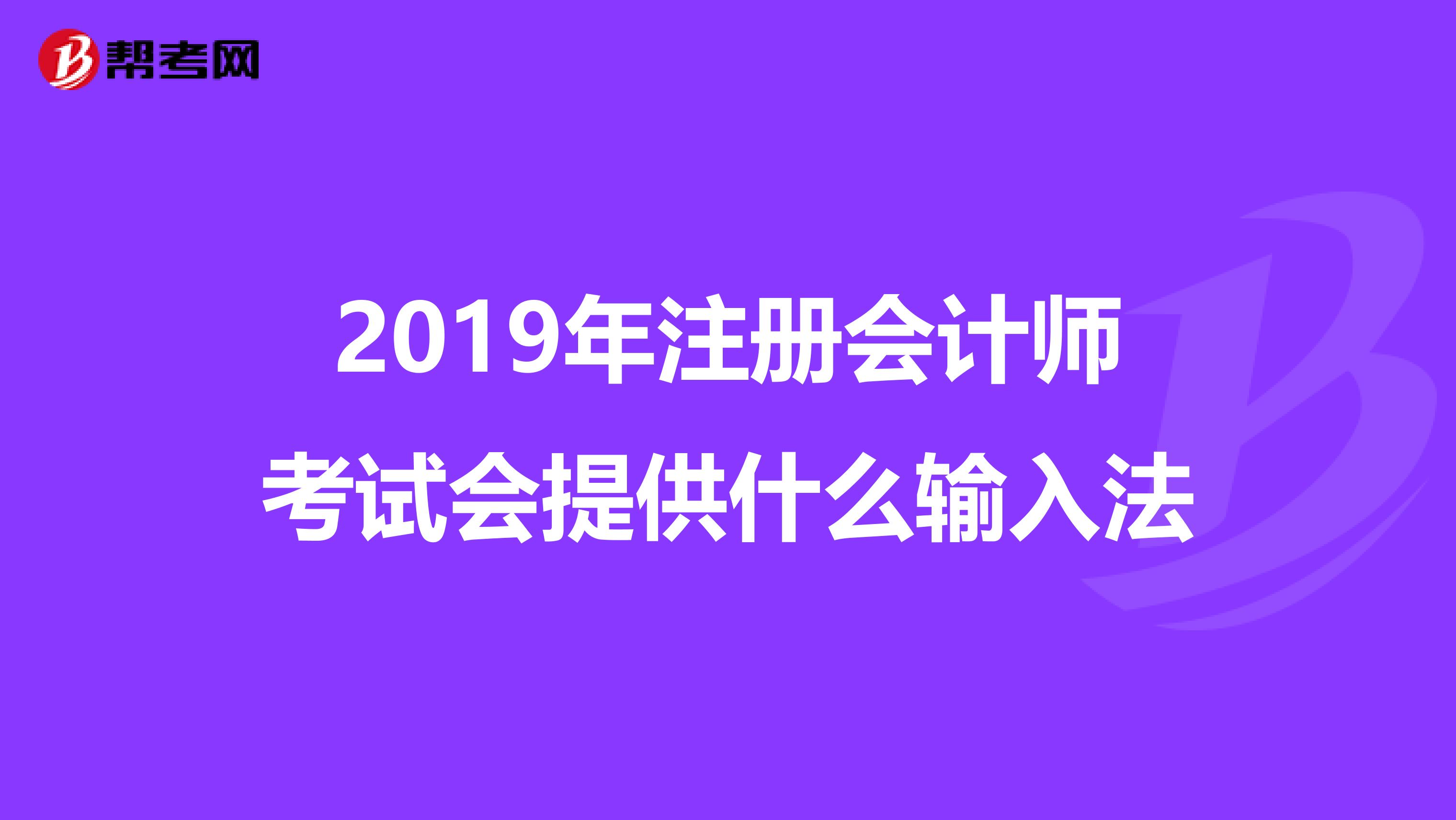 2019年注冊會計師考試會提供什么輸入法
