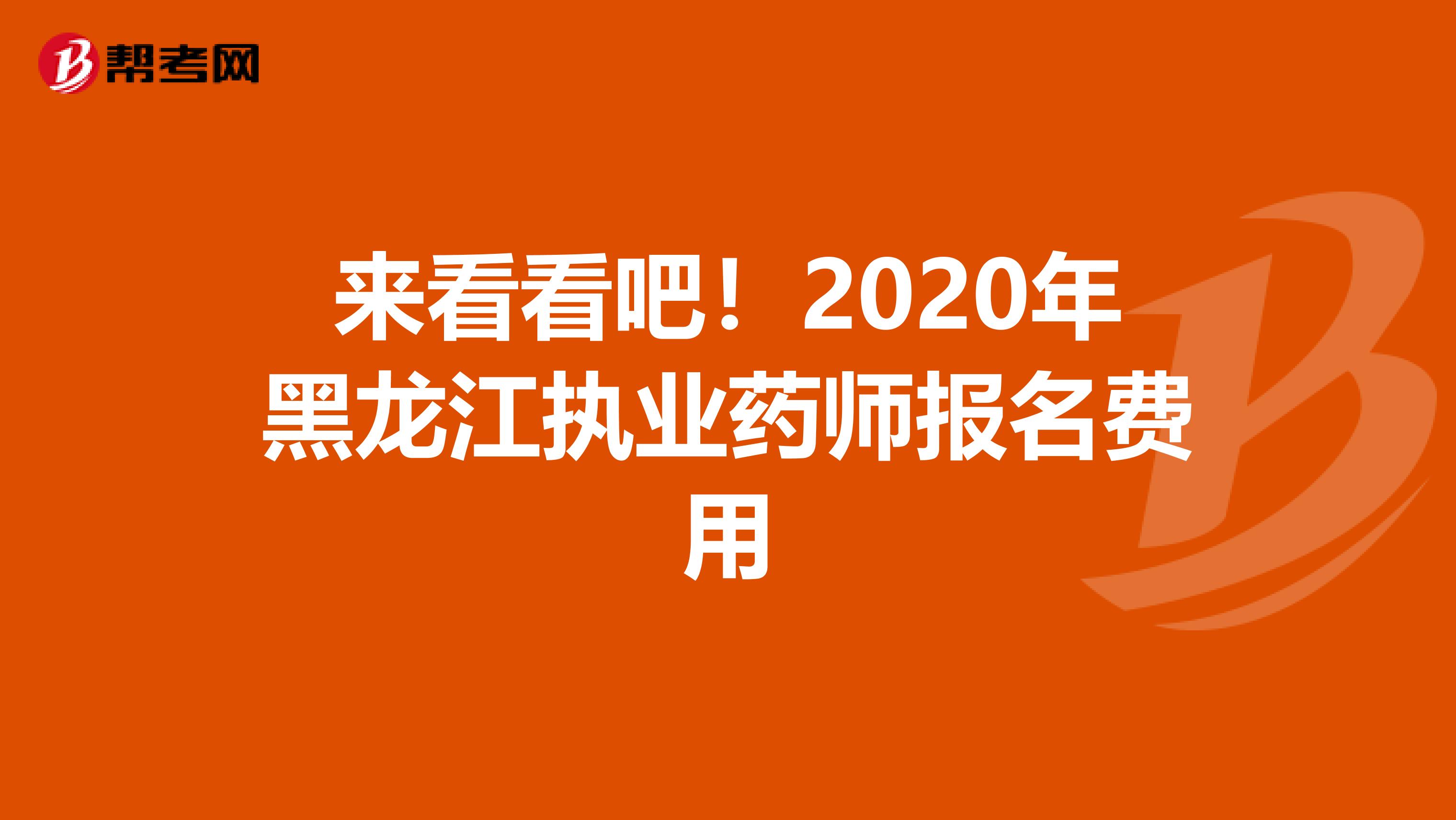 来看看吧！2020年黑龙江执业药师报名费用