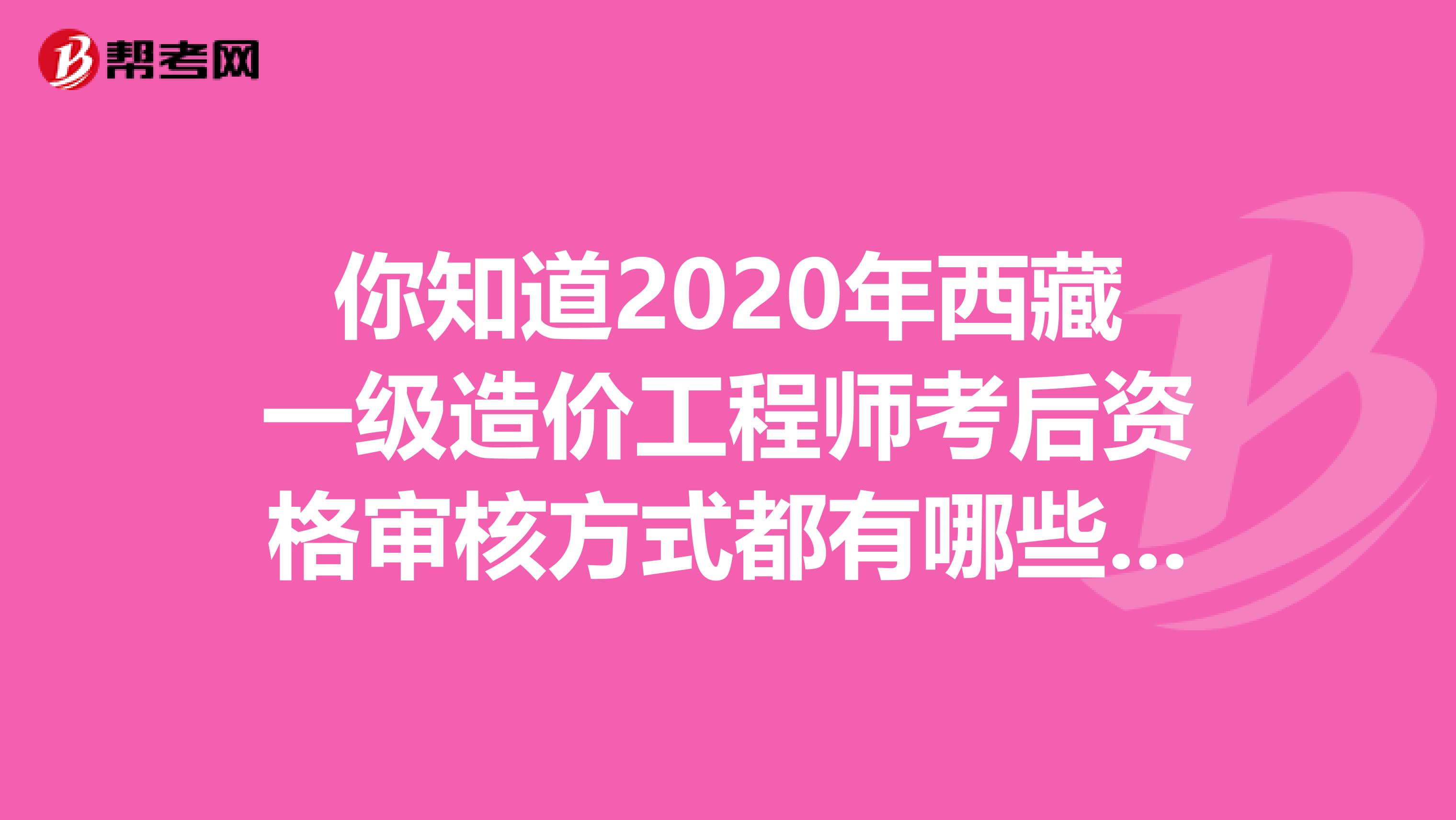 你知道2020年西藏一级造价工程师考后资格审核方式都有哪些么？