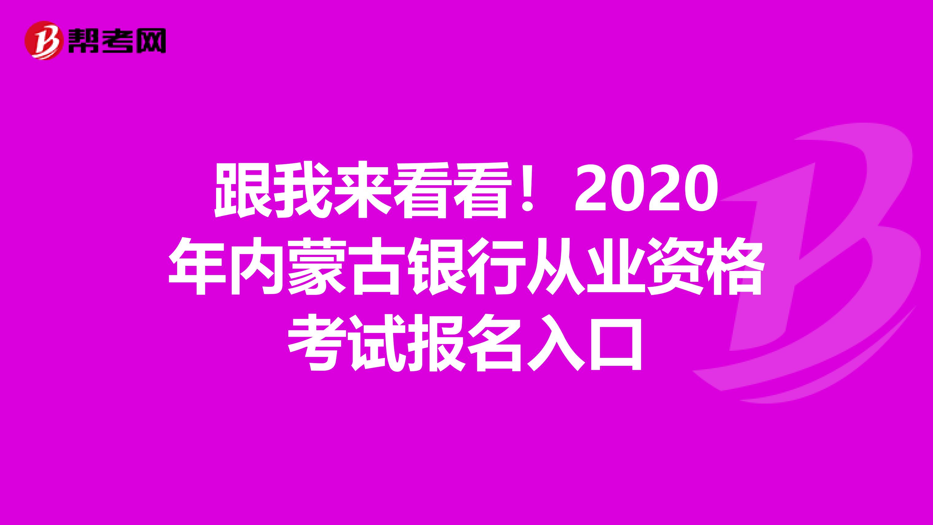 跟我来看看！2020年内蒙古银行从业资格考试报名入口