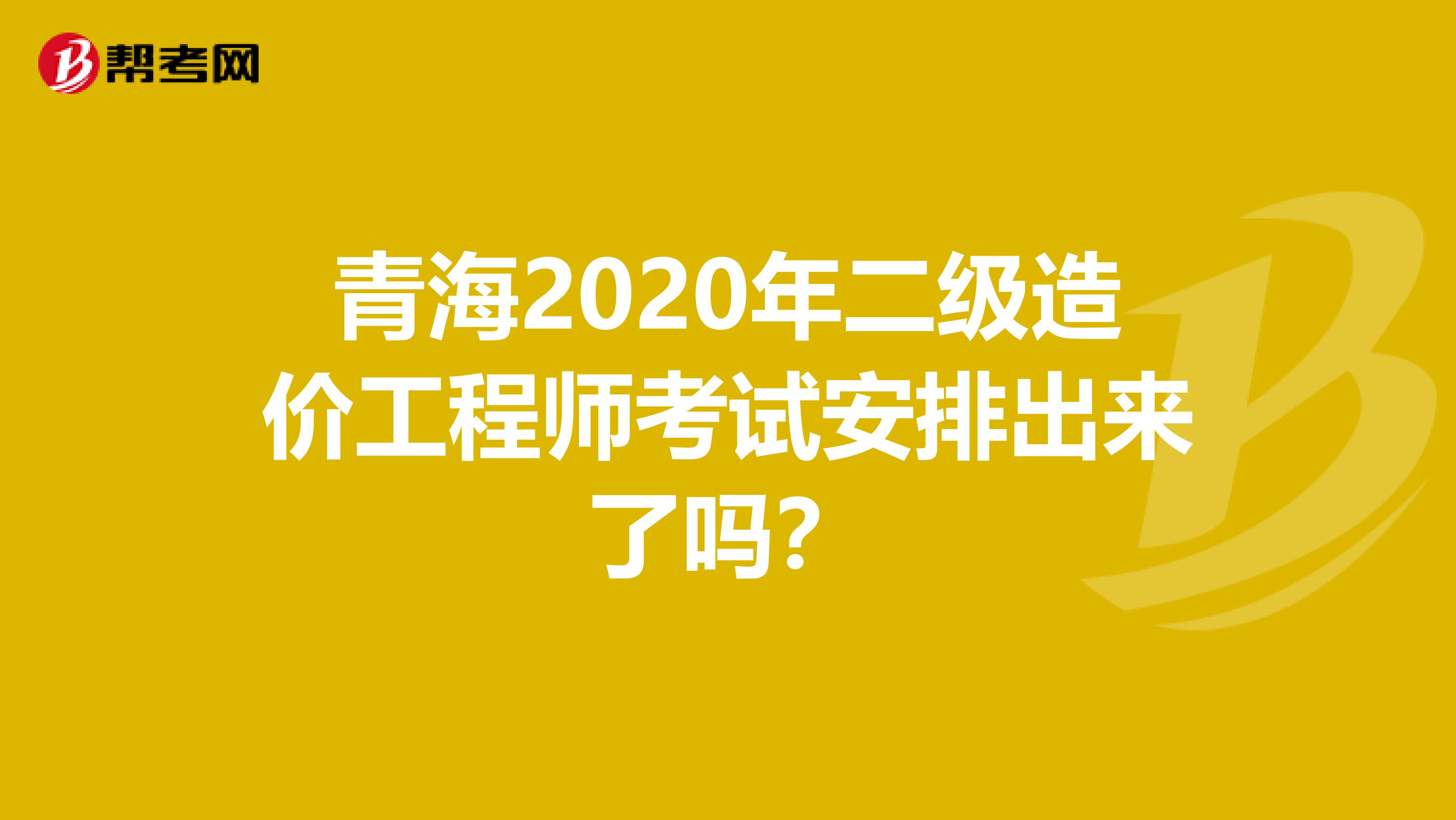 青海2020年二级造价工程师考试安排出来了吗？