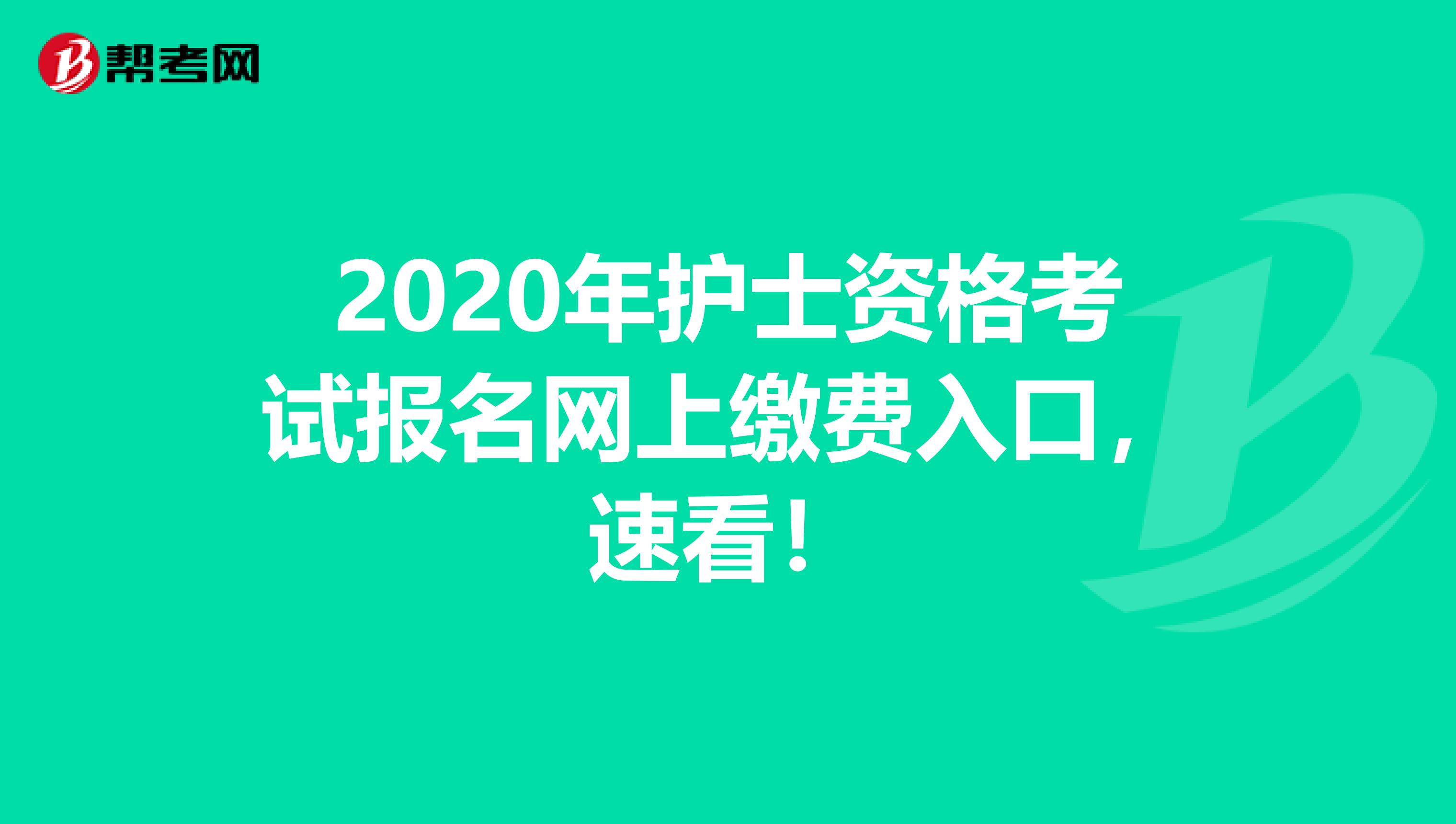 2020年护士资格考试报名网上缴费入口，速看！