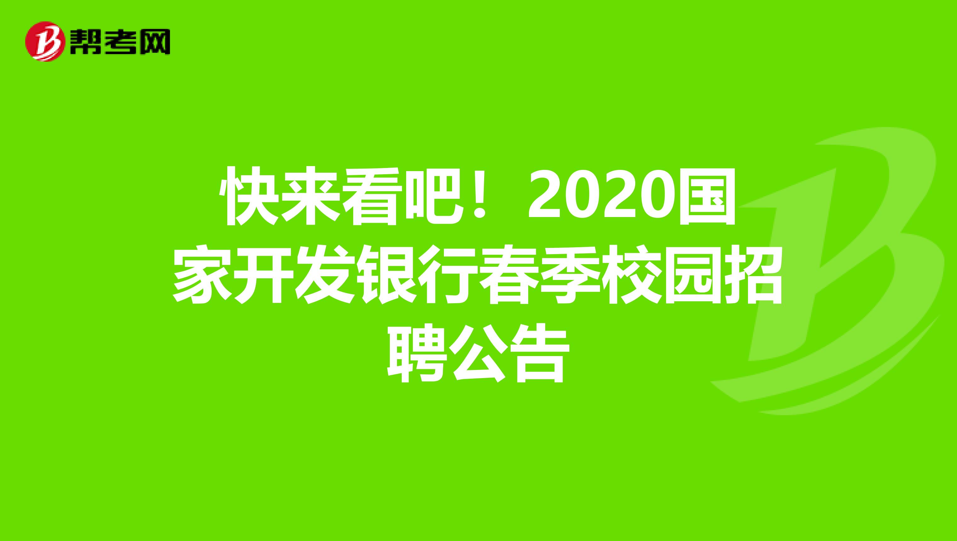 快来看吧！2020国家开发银行春季校园招聘公告