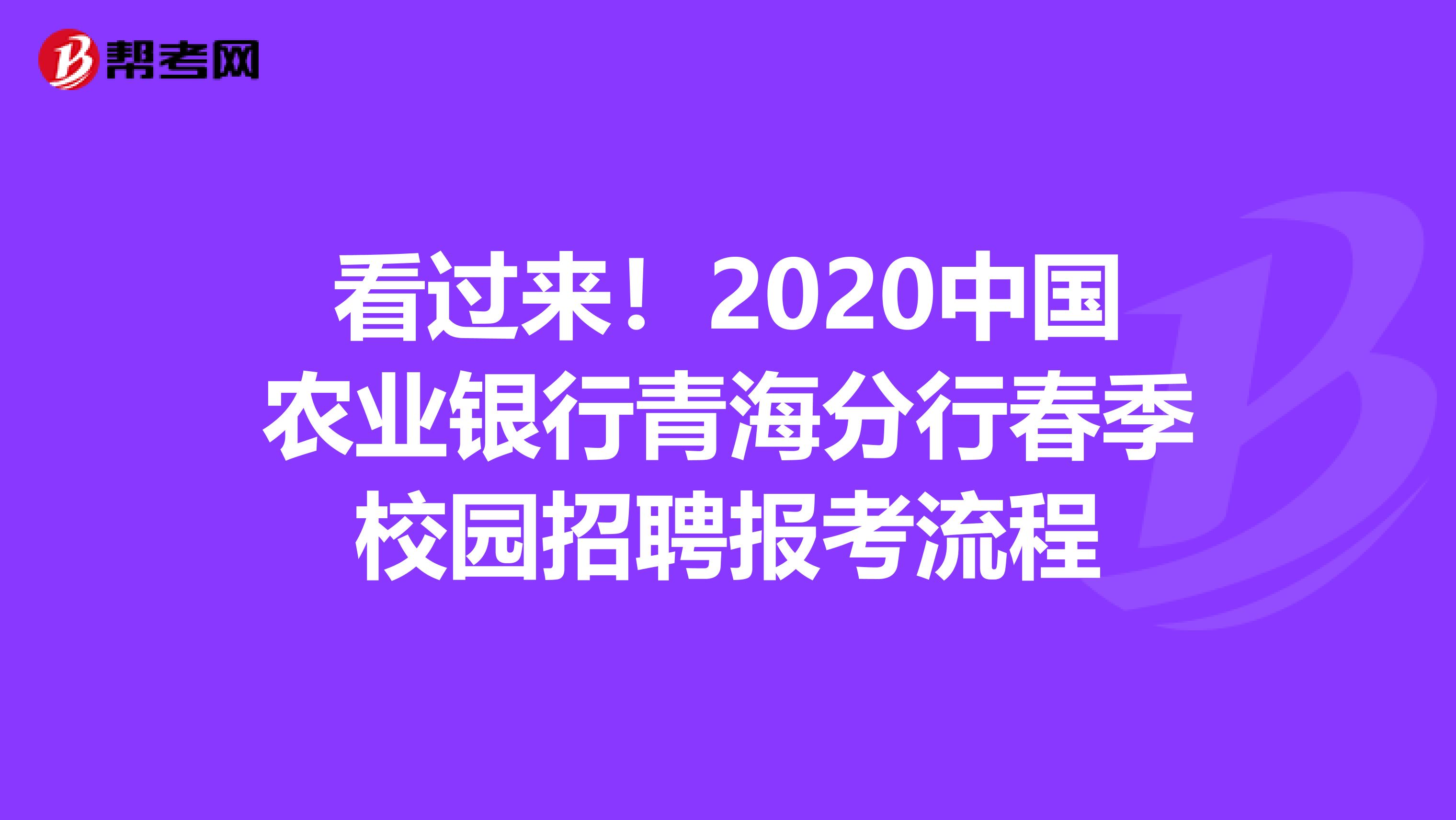 看过来！2020中国农业银行青海分行春季校园招聘报考流程