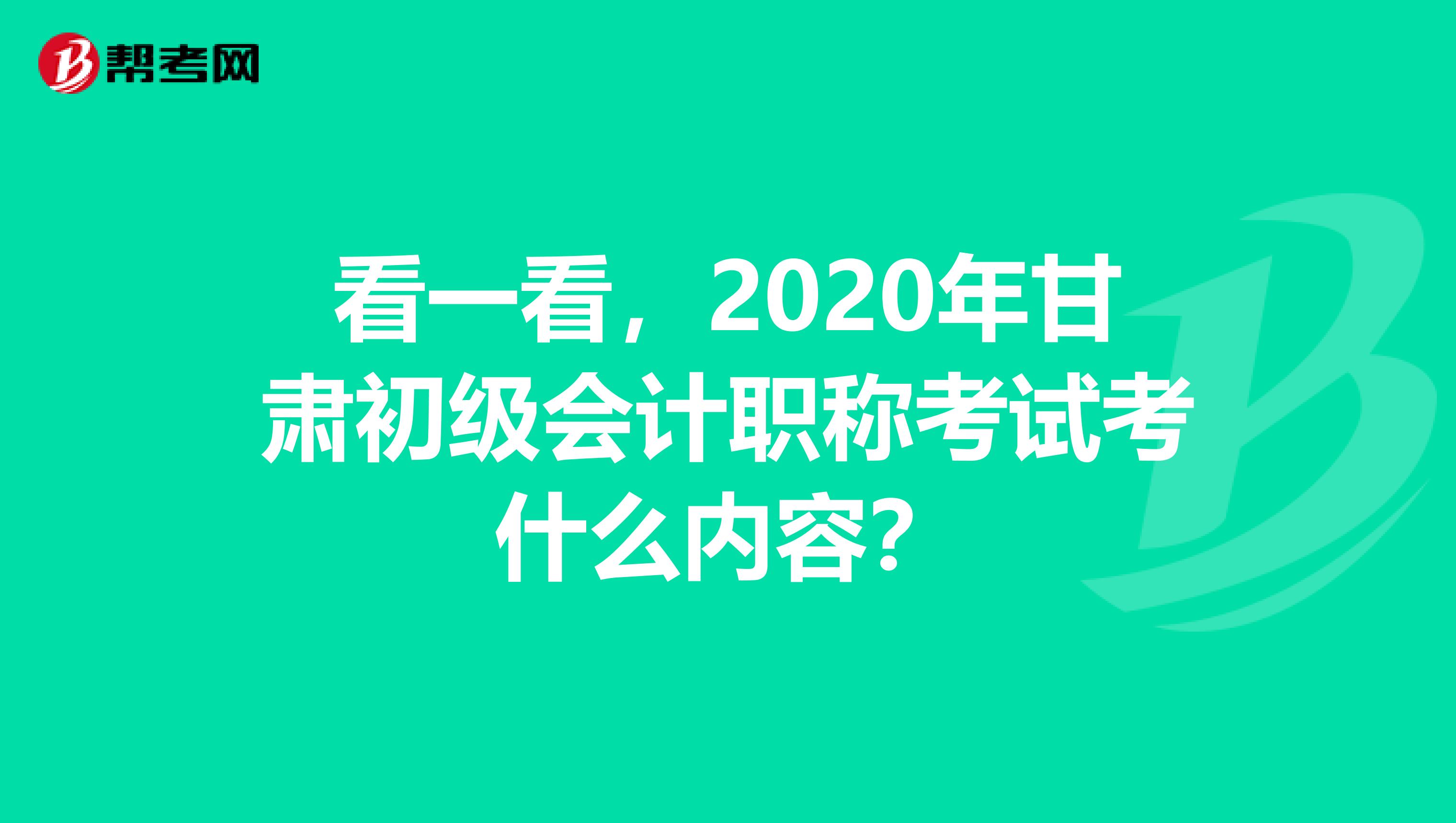 看一看，2020年甘肃初级会计职称考试考什么内容？