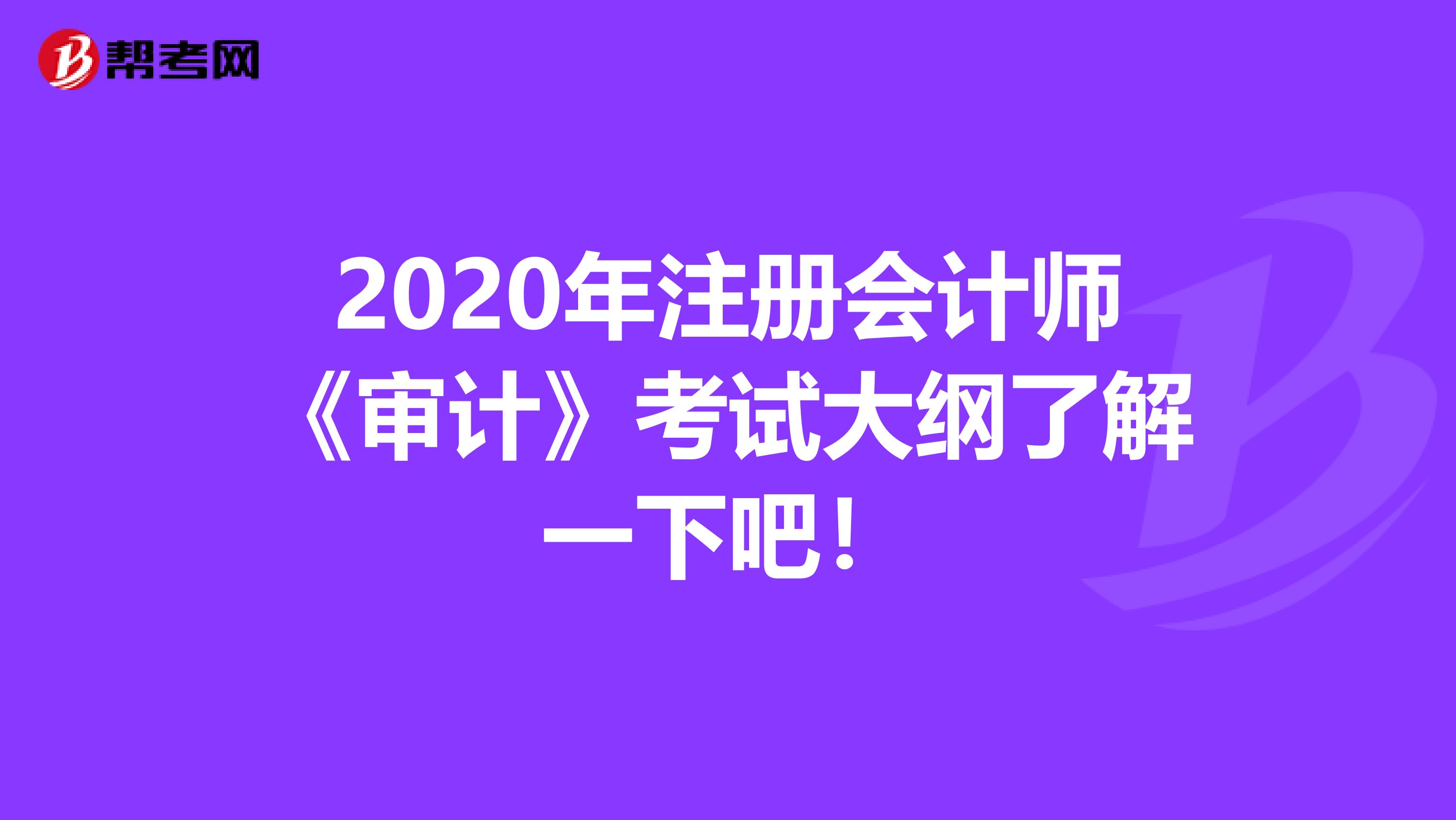 2020年注册会计师《审计》考试大纲了解一下吧！