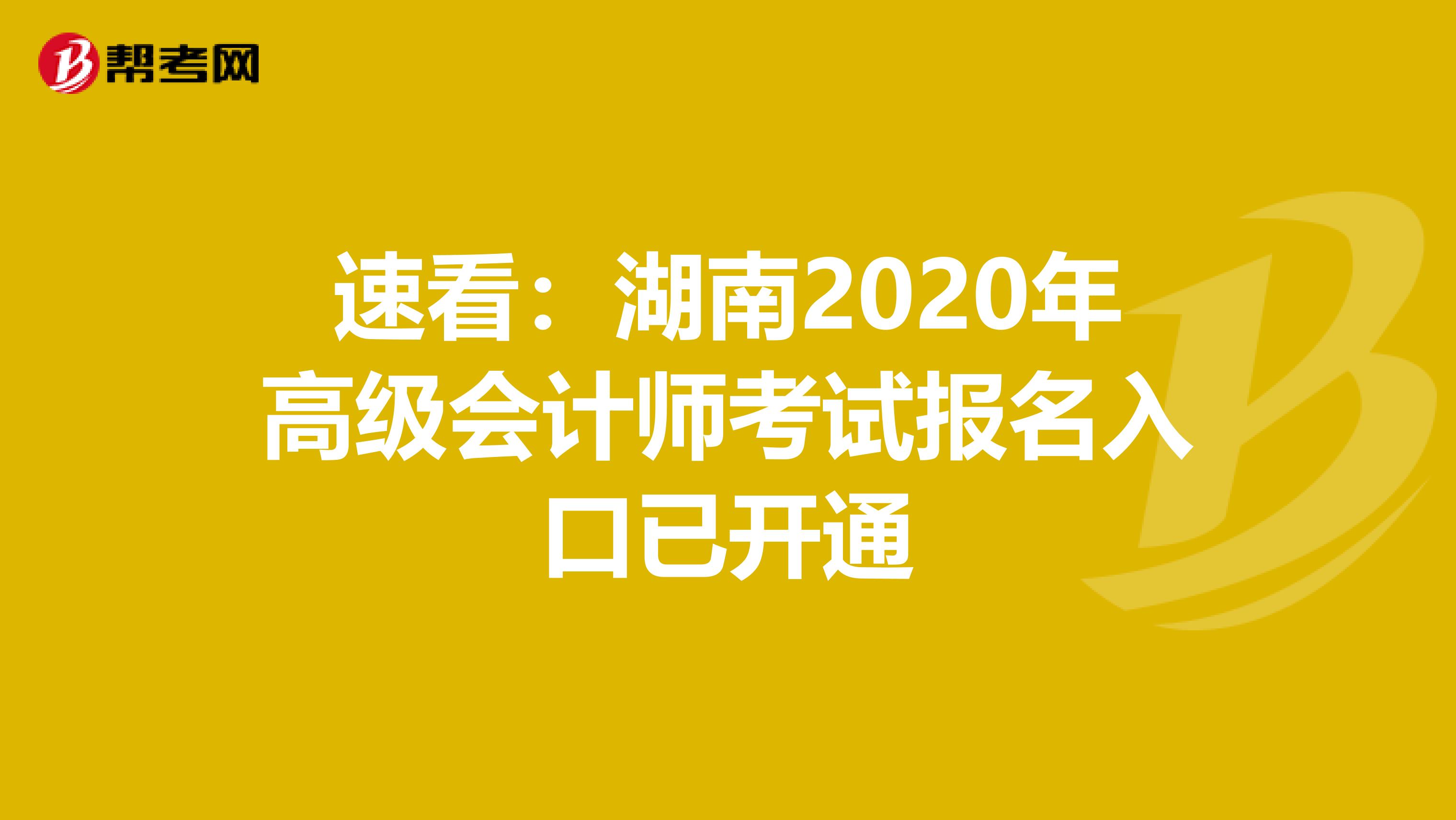 速看:湖南2020年高級(jí)會(huì)計(jì)師考試報(bào)名入口已開通