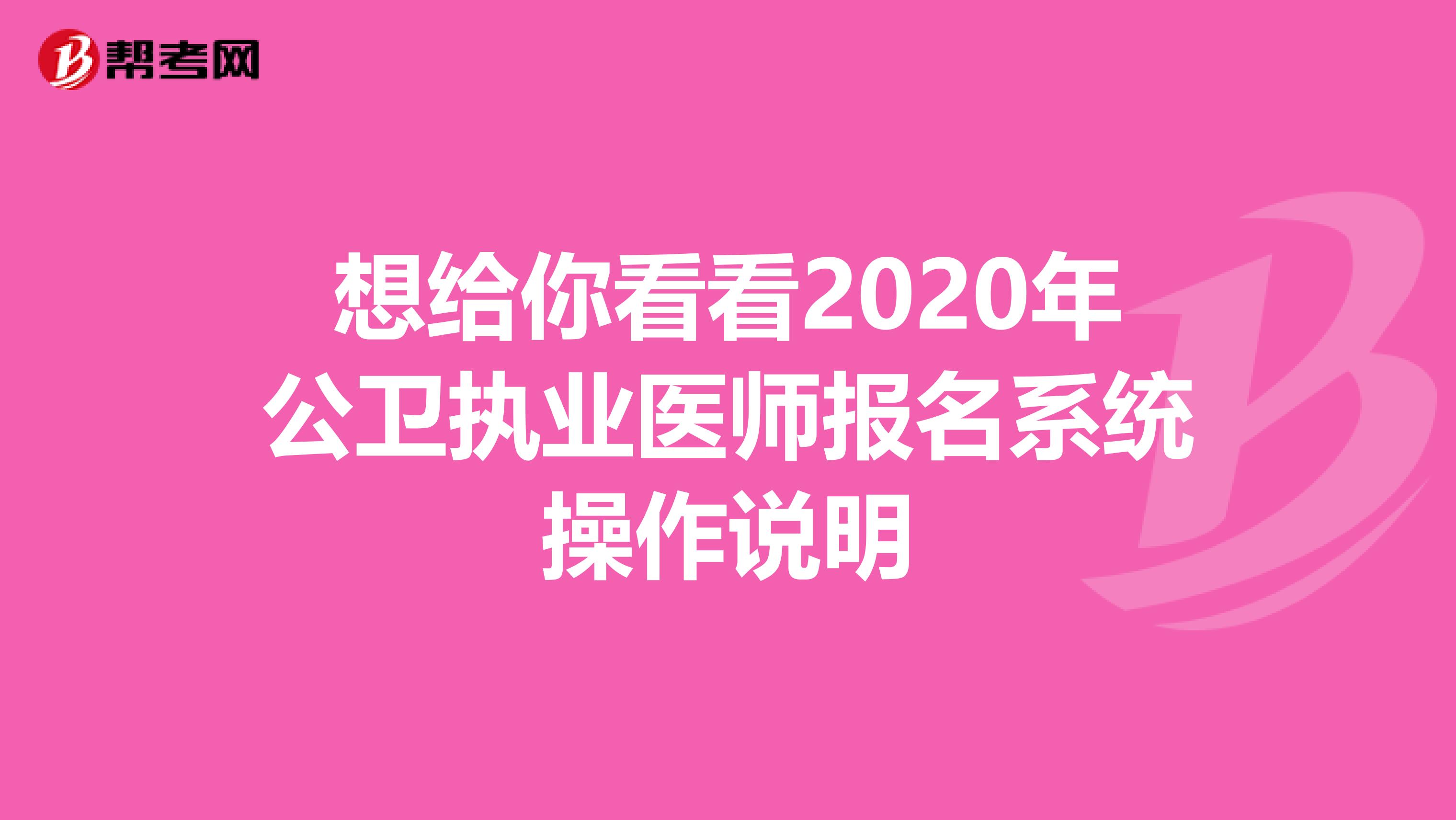 想给你看看2020年公卫执业医师报名系统操作说明