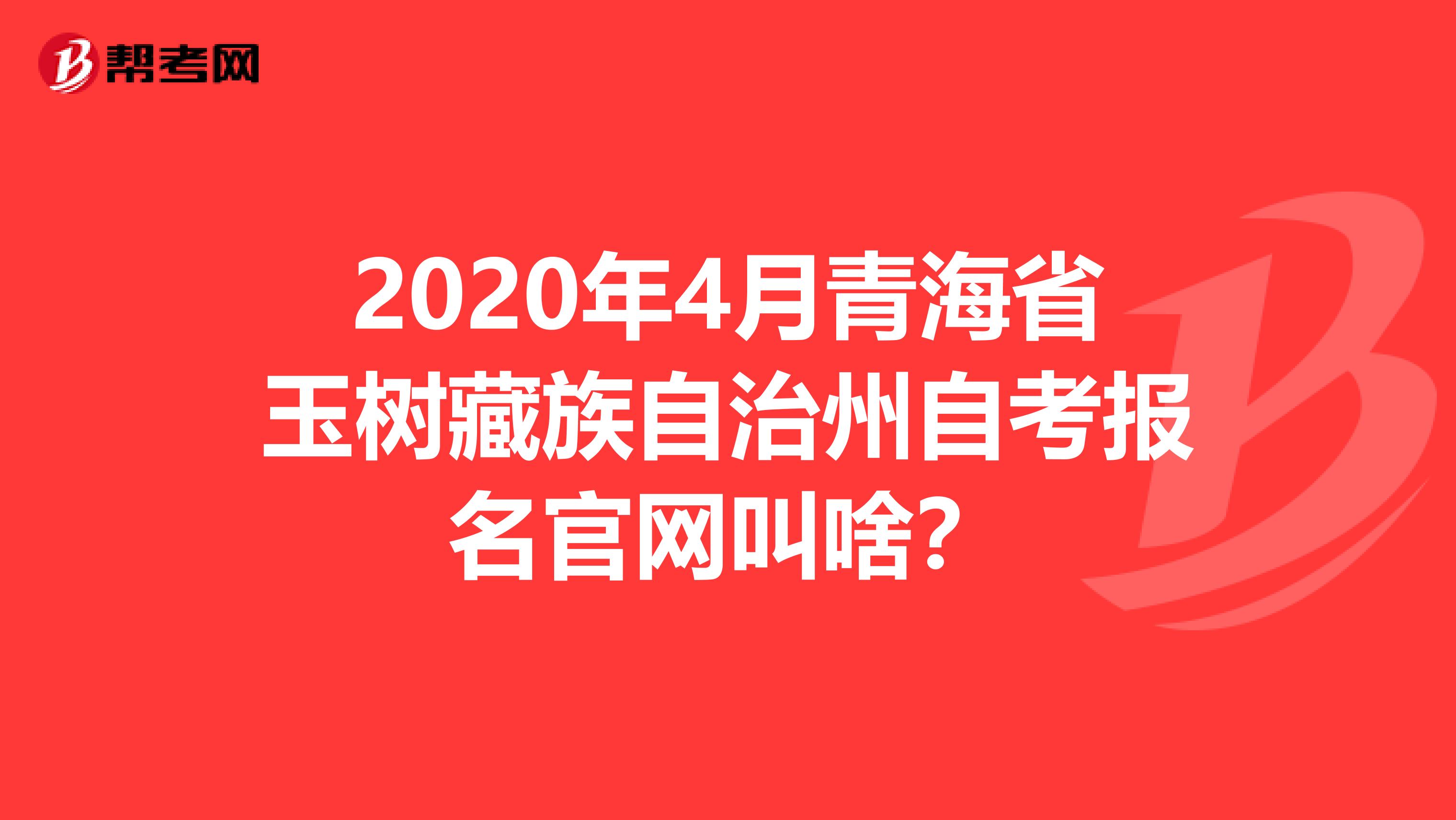 2020年4月青海省玉树藏族自治州自考报名官网叫啥？