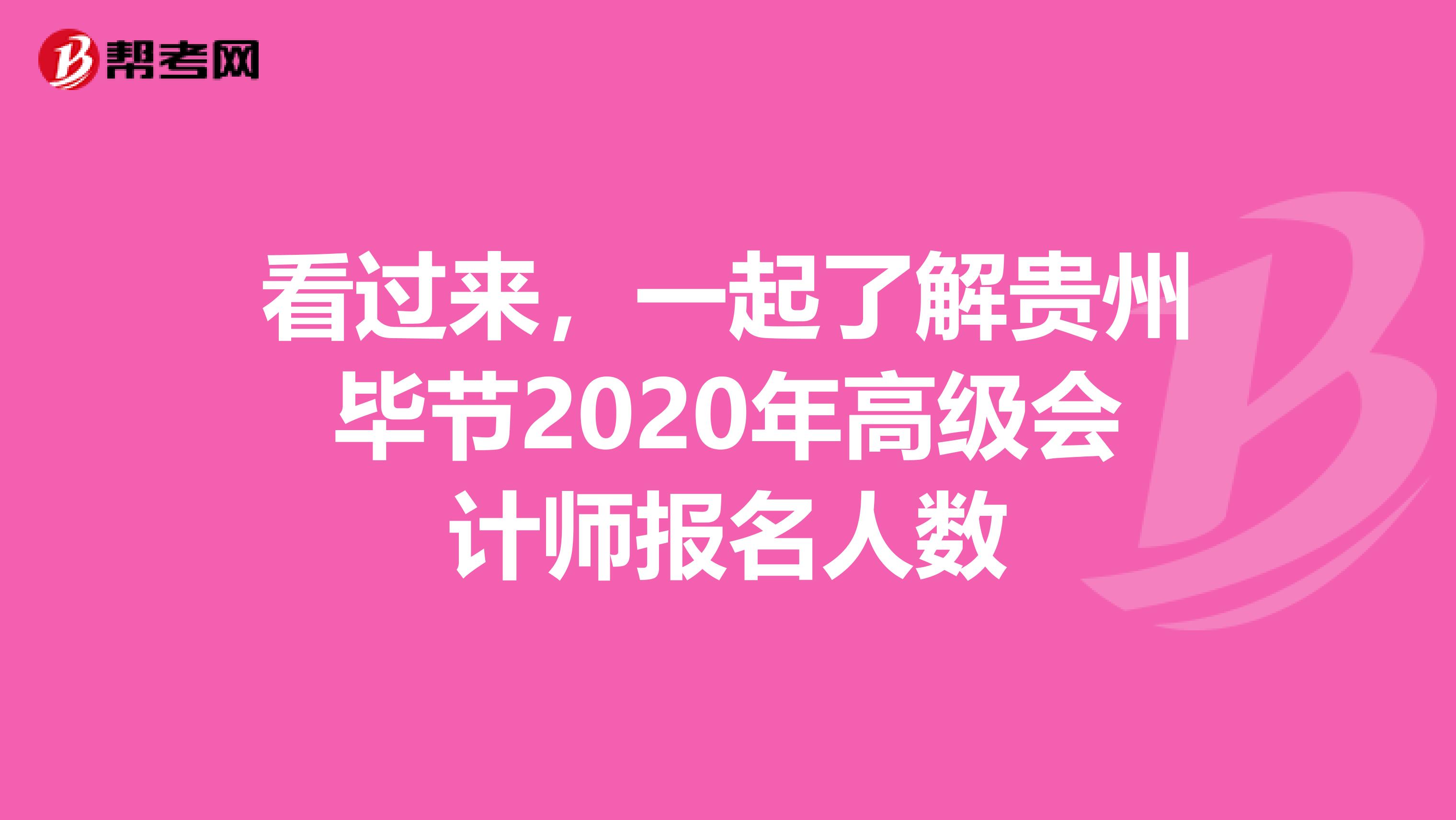 看过来，一起了解贵州毕节2020年高级会计师报名人数