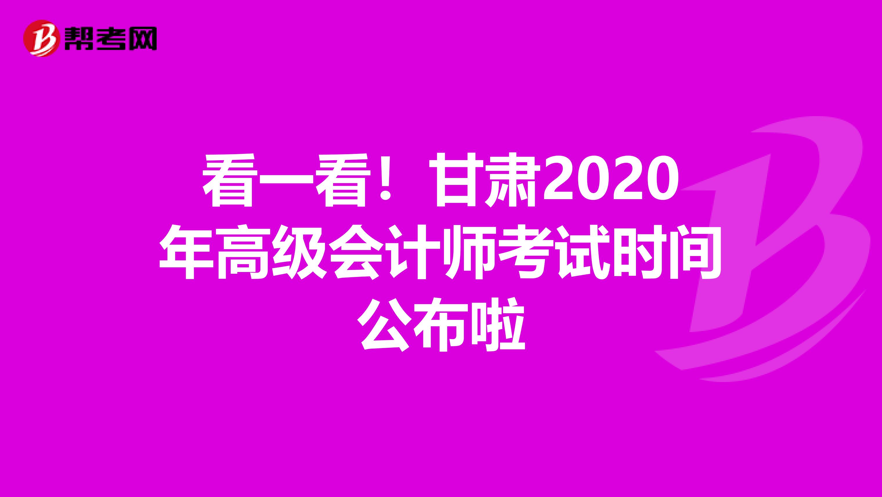 看一看！甘肃2020年高级会计师考试时间公布啦