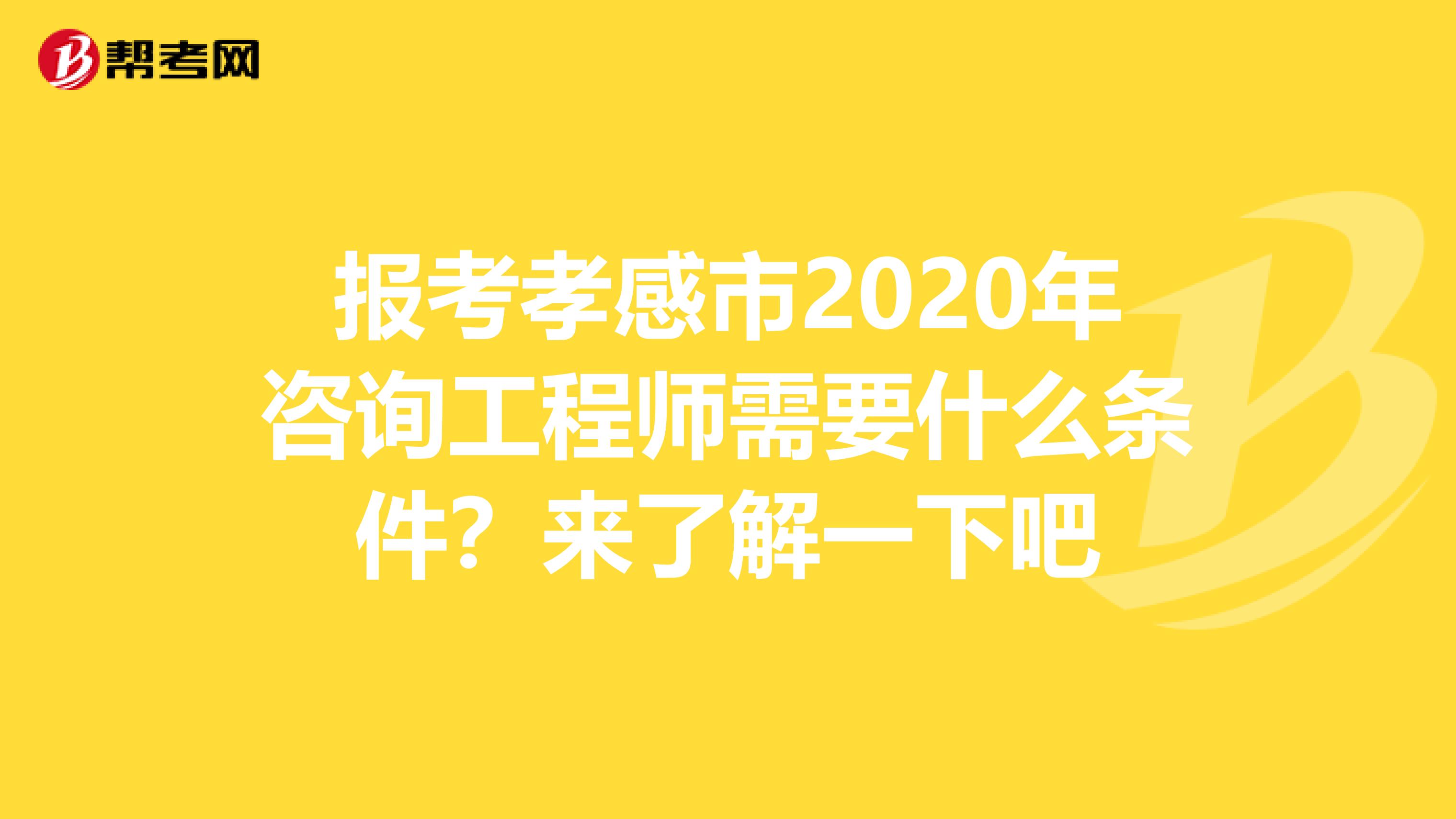 报考孝感市2020年咨询工程师需要什么条件？来了解一下吧