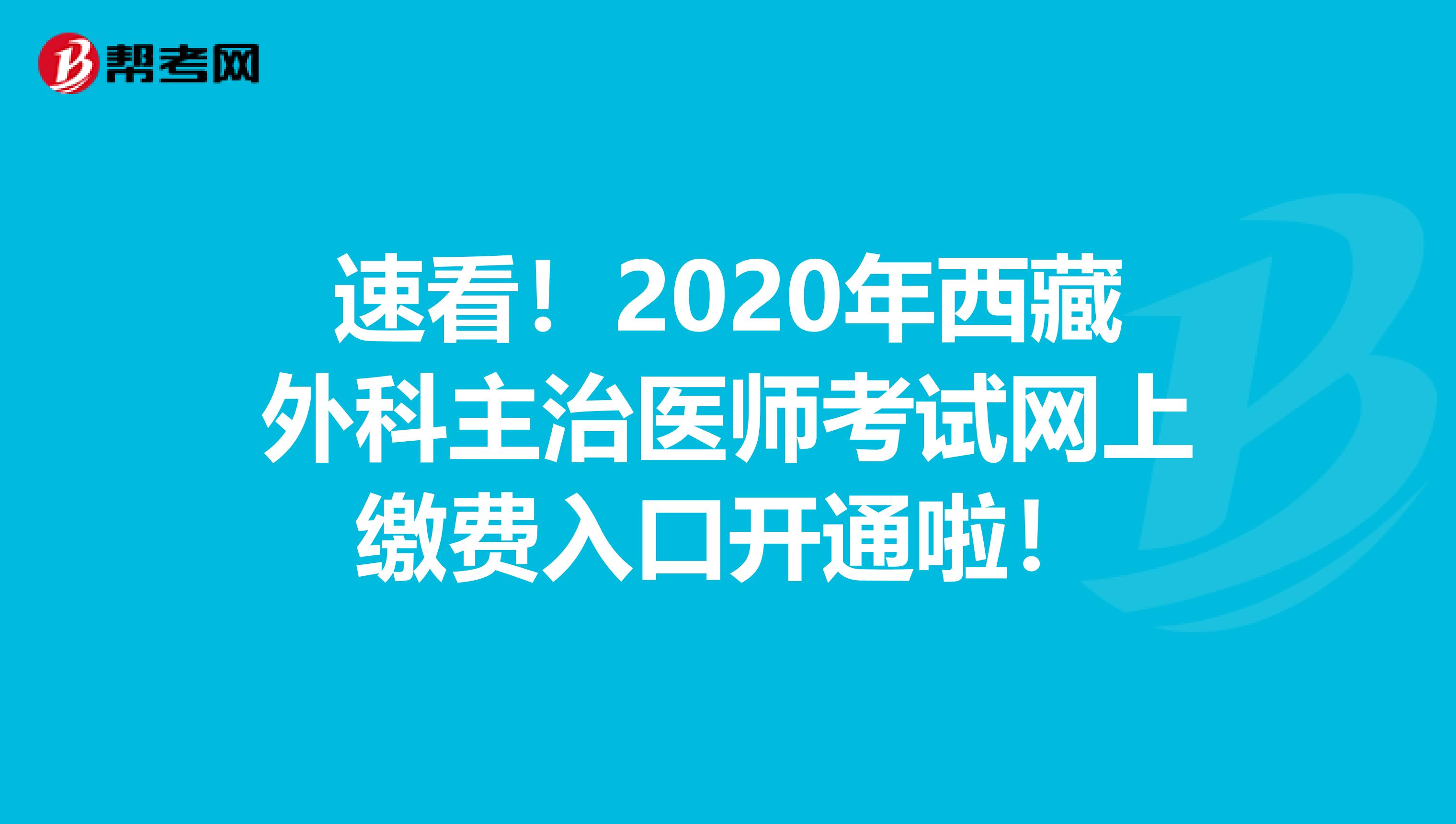 速看！2020年西藏外科主治医师考试网上缴费入口开通啦！