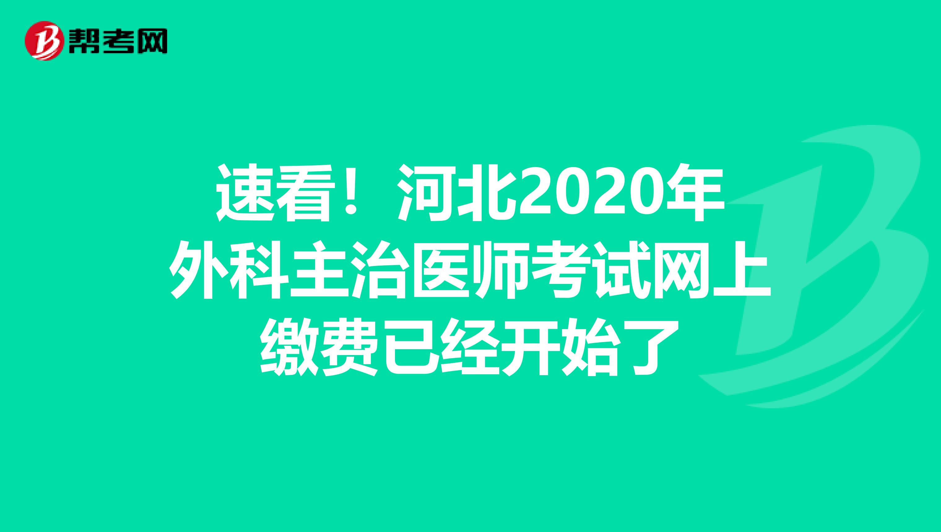 速看！河北2020年外科主治醫(yī)師考試網(wǎng)上繳費(fèi)已經(jīng)開始了