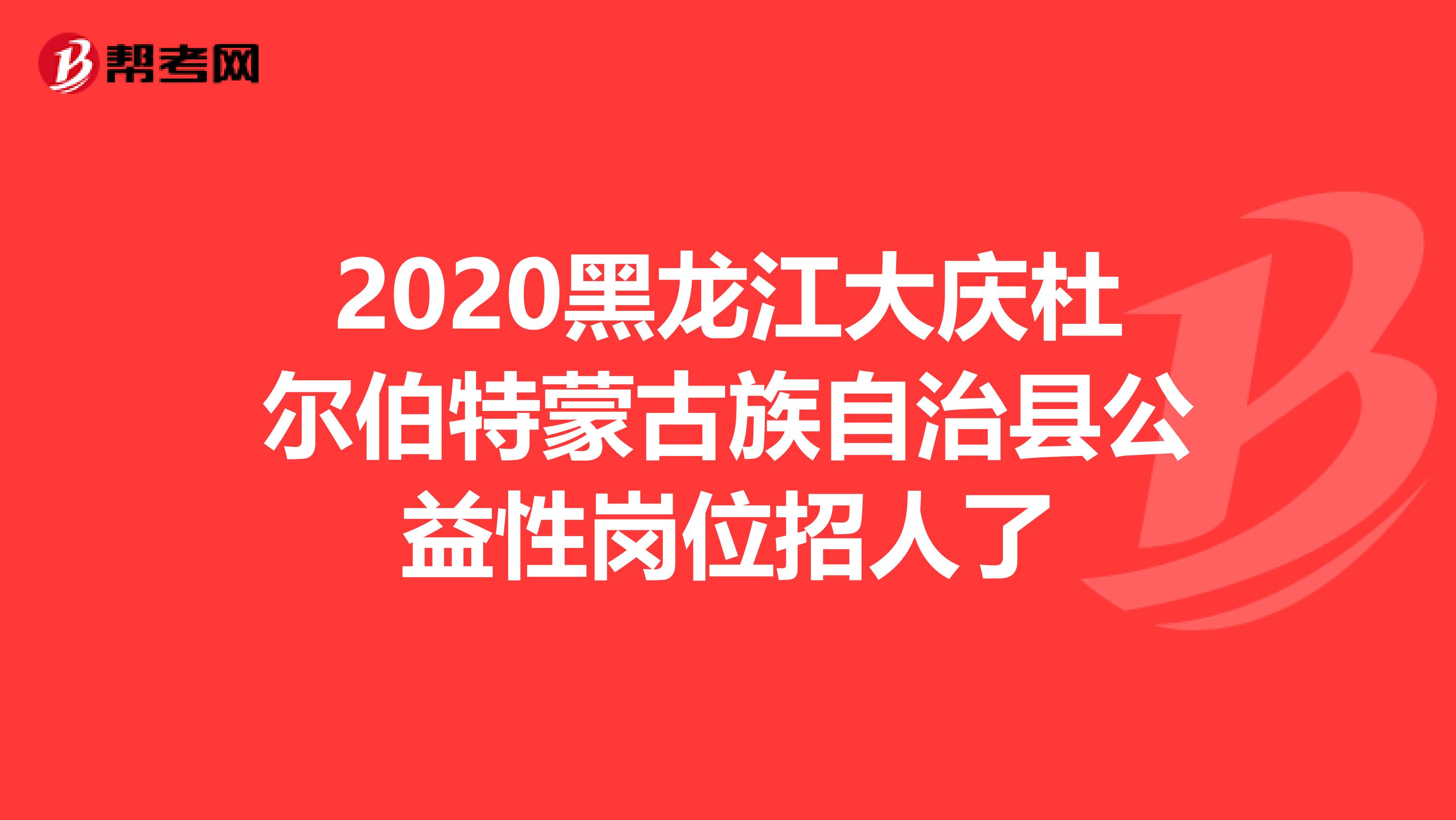 2020黑龙江大庆杜尔伯特蒙古族自治县公益性岗位招人了
