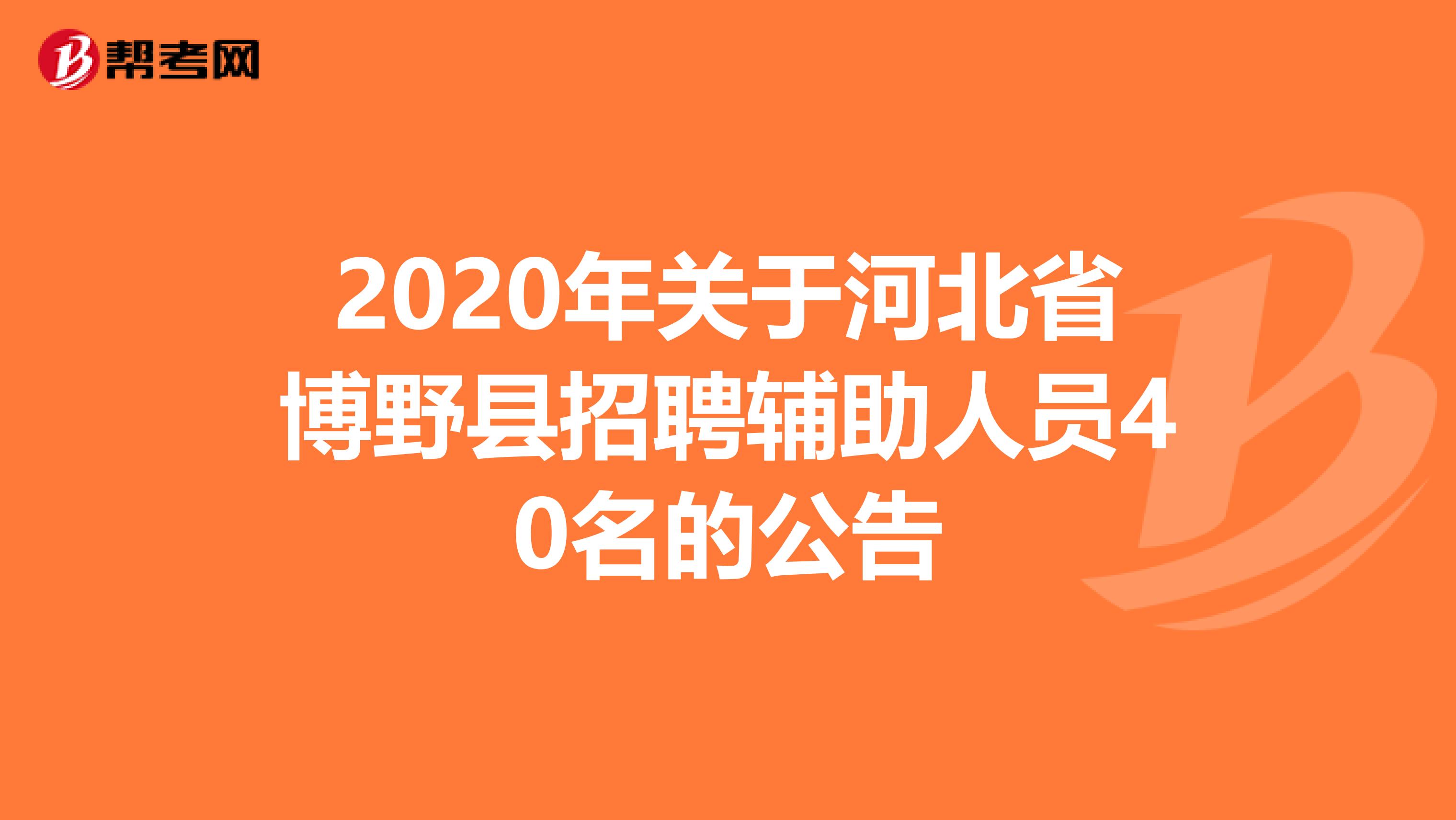 2020年关于河北省博野县招聘辅助人员40名的公告