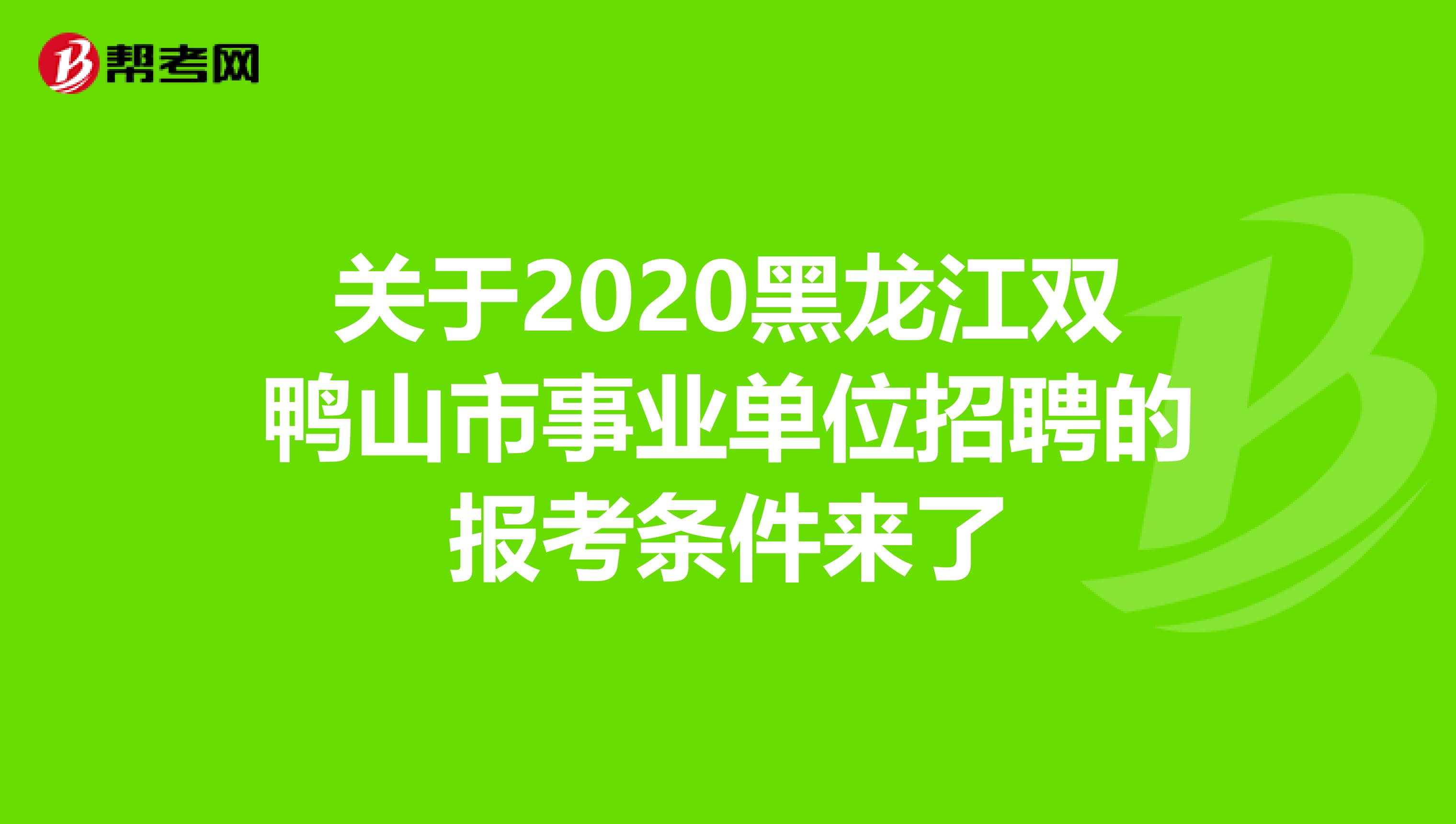 关于2020黑龙江双鸭山市事业单位招聘的报考条件来了