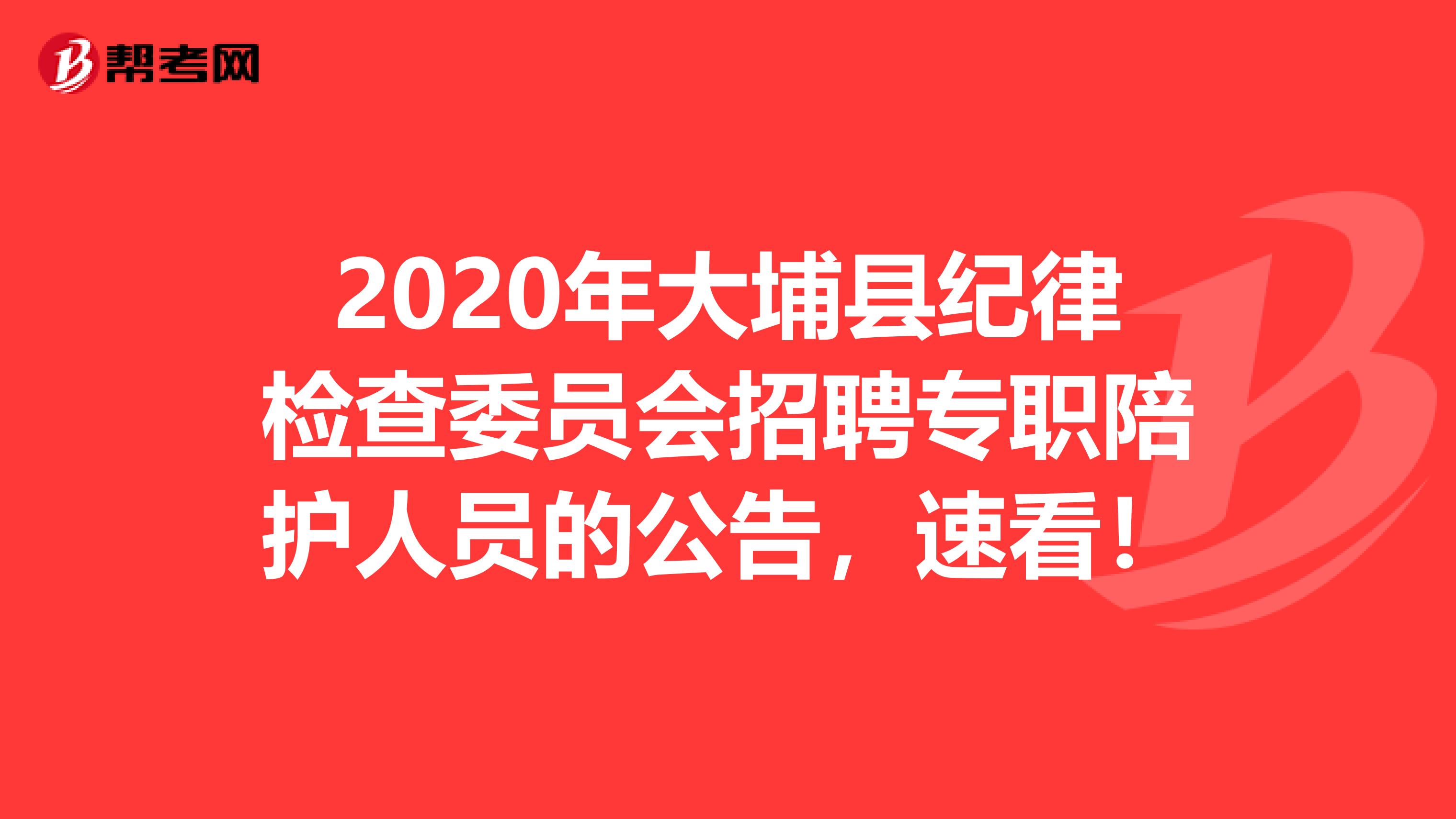 2020年大埔县纪律检查委员会招聘专职陪护人员的公告，速看！